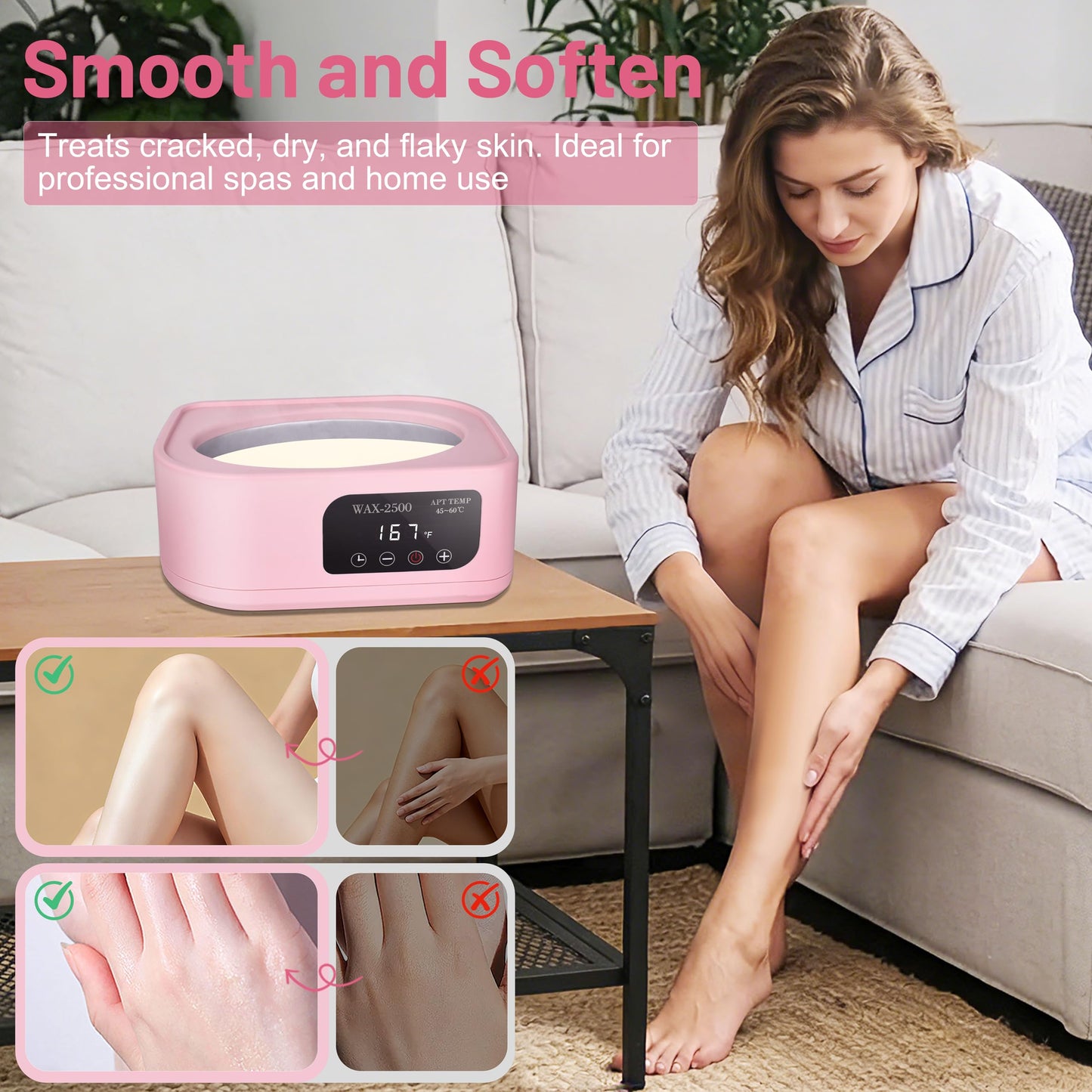 Yofuly Hand Wax Paraffin Machine for Arthritis, 3500ml Electric Digital Screen Paraffin Wax Warmer for Hands and Feet Treatment, Home Spa Paraffin Hot Wax Bath Moisturizing Kit with Timer, Pink