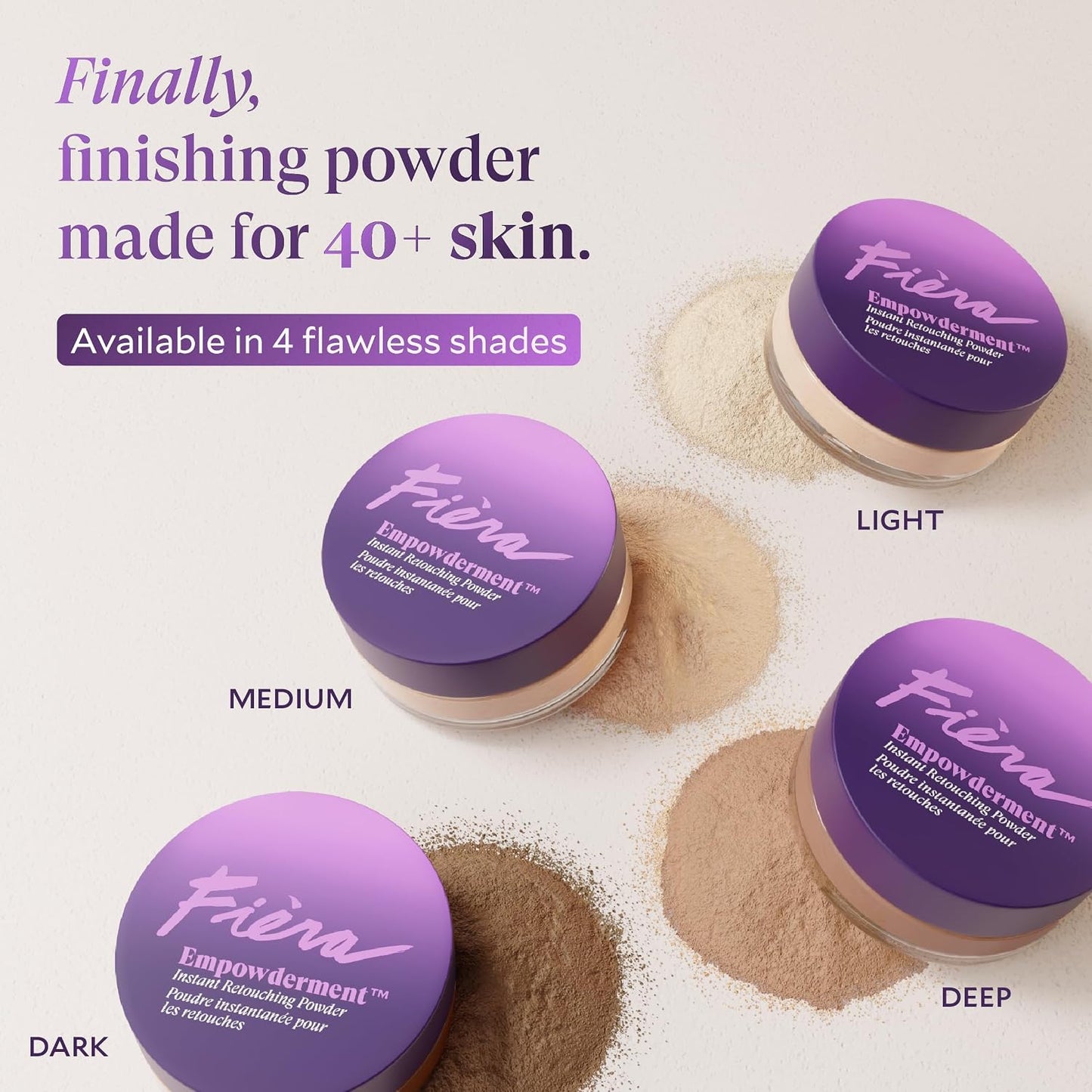 Fièra Pressed Finishing Powder - Talc-Free Blurring & Soft-Matte Formula for Mature Skin | Dark Shade, 0.2 OZ