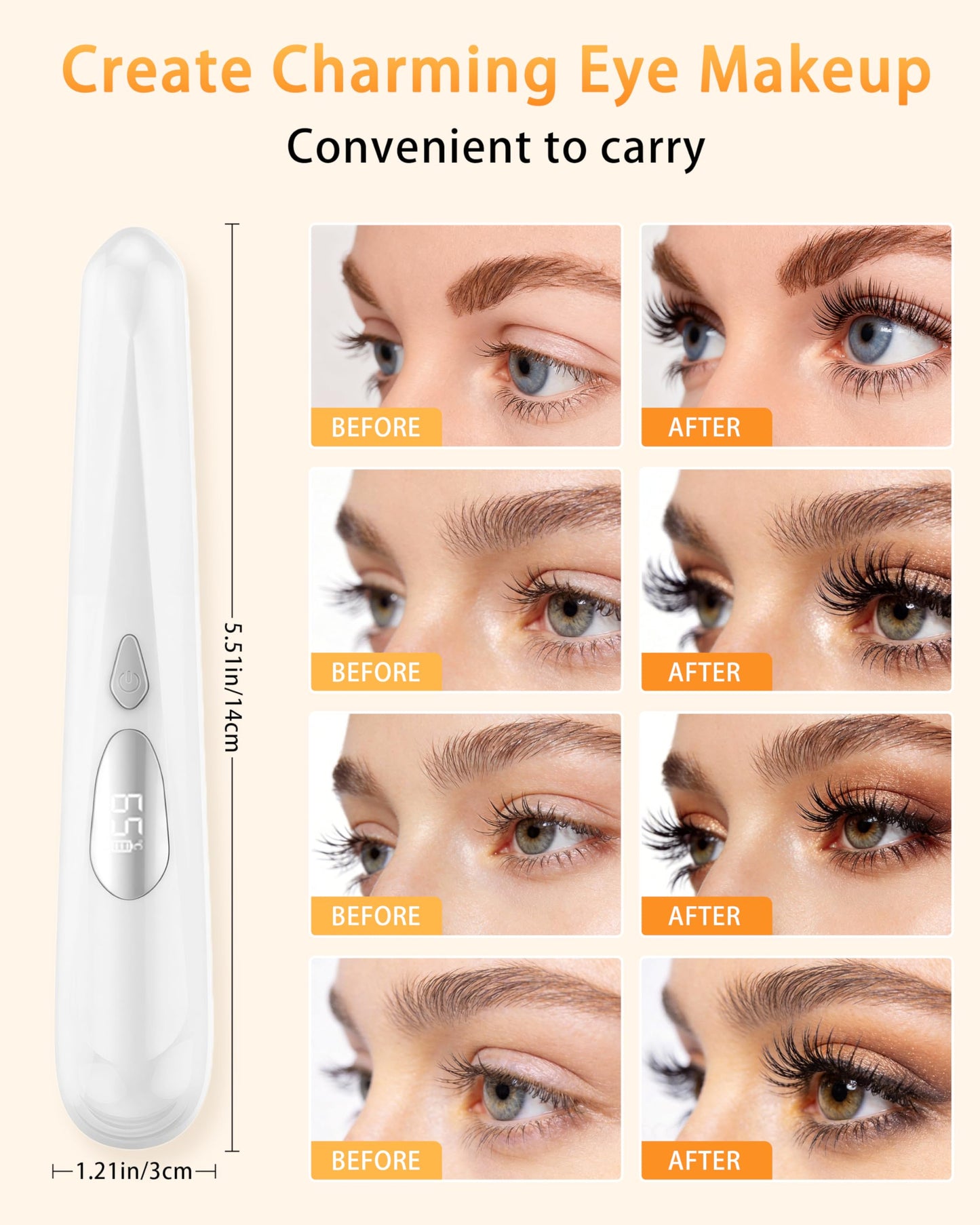 Heated Eyelash Curler for Women - 10s Fast Heating, 4 Adjustable Temp (131℉ - 185℉), LED Display, 24H Long-Lasting Curling Eye Lash Curler, Ergonomic Design, Travel-Friendly Makeup Tool Gift, White
