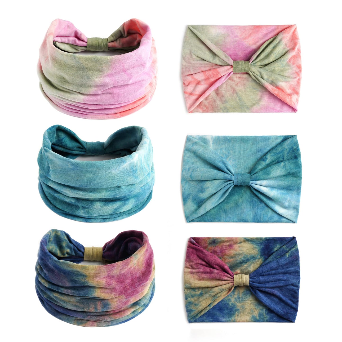 STGDAK Headbands Fashion Hair Bands Soft Head Bands Elastic Headband Non Slip Wrap Headbands Breathable SweatBand Tie Dye Hairband Accessories for Women Daily 3 Pack