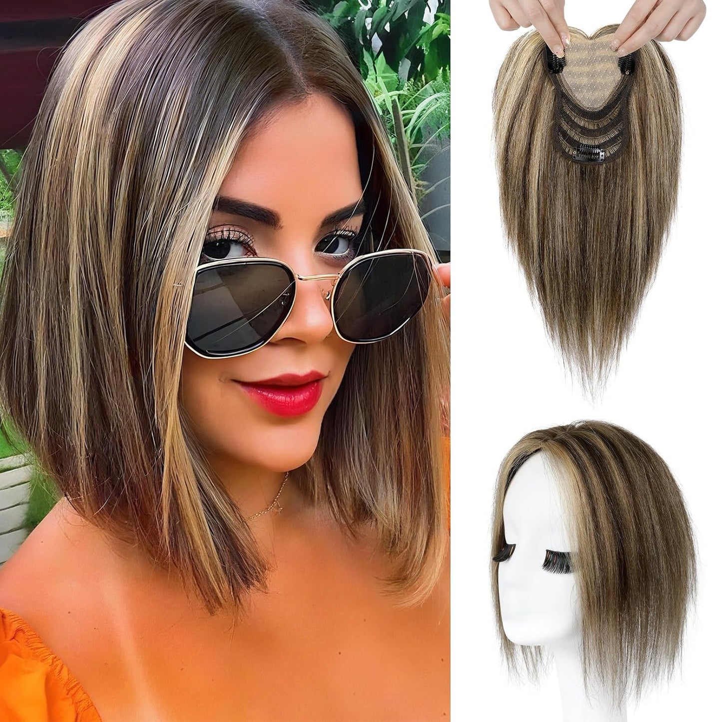 Human Hair Toppers for Women - Real Thick Hair Topper for Instant Volume | Gray Wiglet for Daily Wear