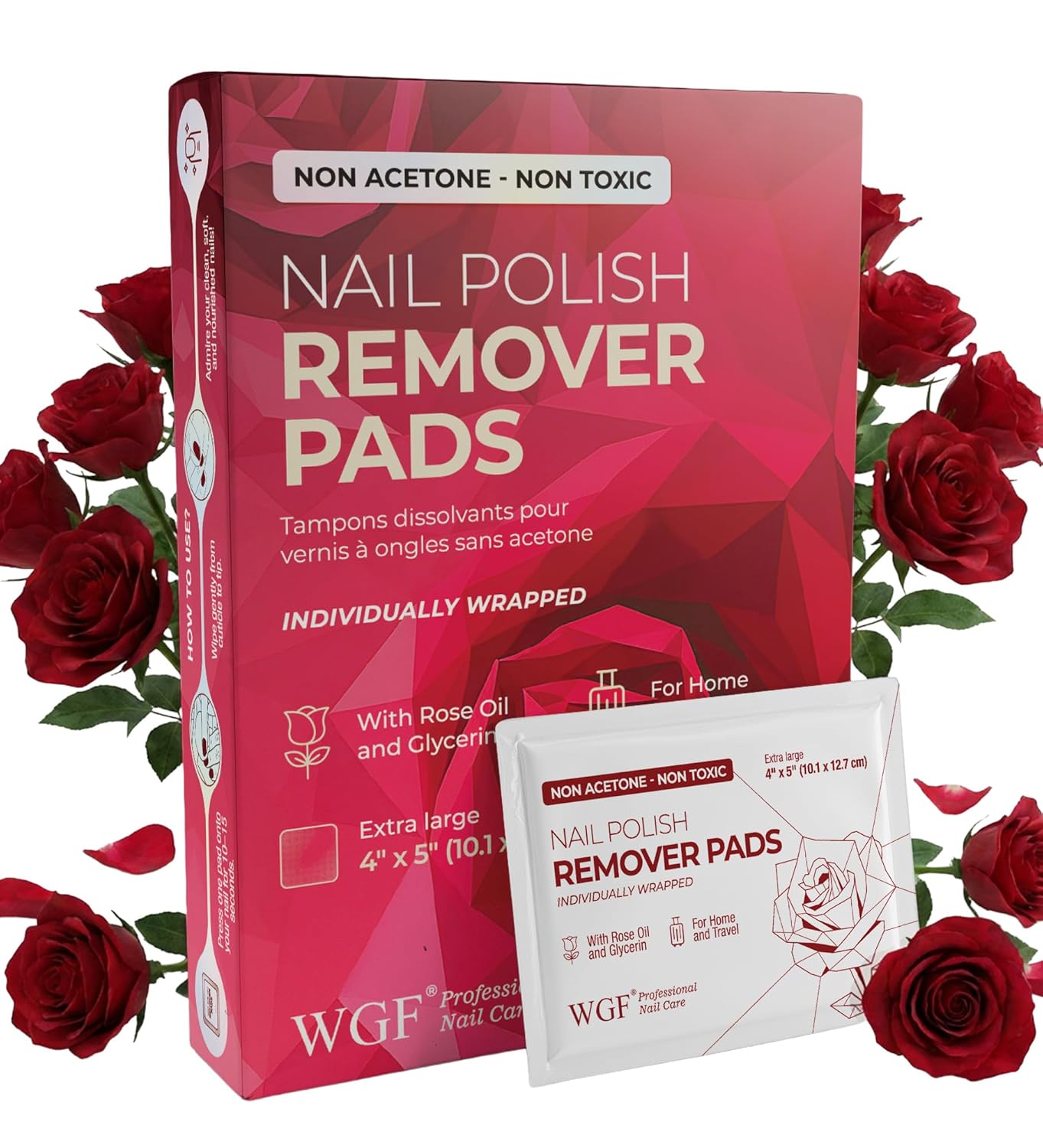 Nail Polish Remover Pads - 14 Non-Acetone Wipes for Gentle Touch-Ups | Travel Size, Individually Wrapped