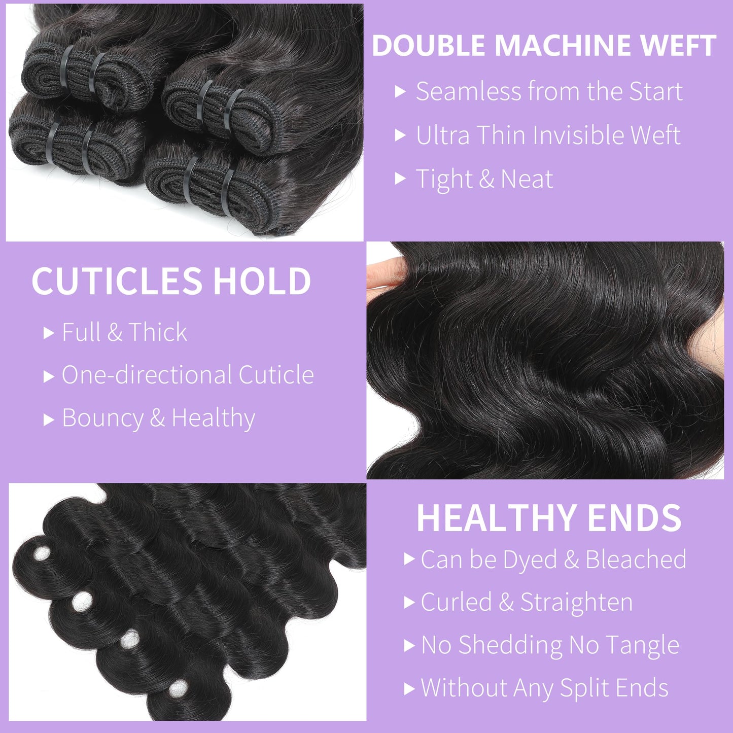 16A Raw Human Hair Bundles 18 20 22 24 Inch Body Wave Bundles Human Hair 100% Unprocessed Brazilian Hair 4 Bundles Human Hair Extensions Quick Weave Triple Lifespan Virgin Remy Hair Natural Black