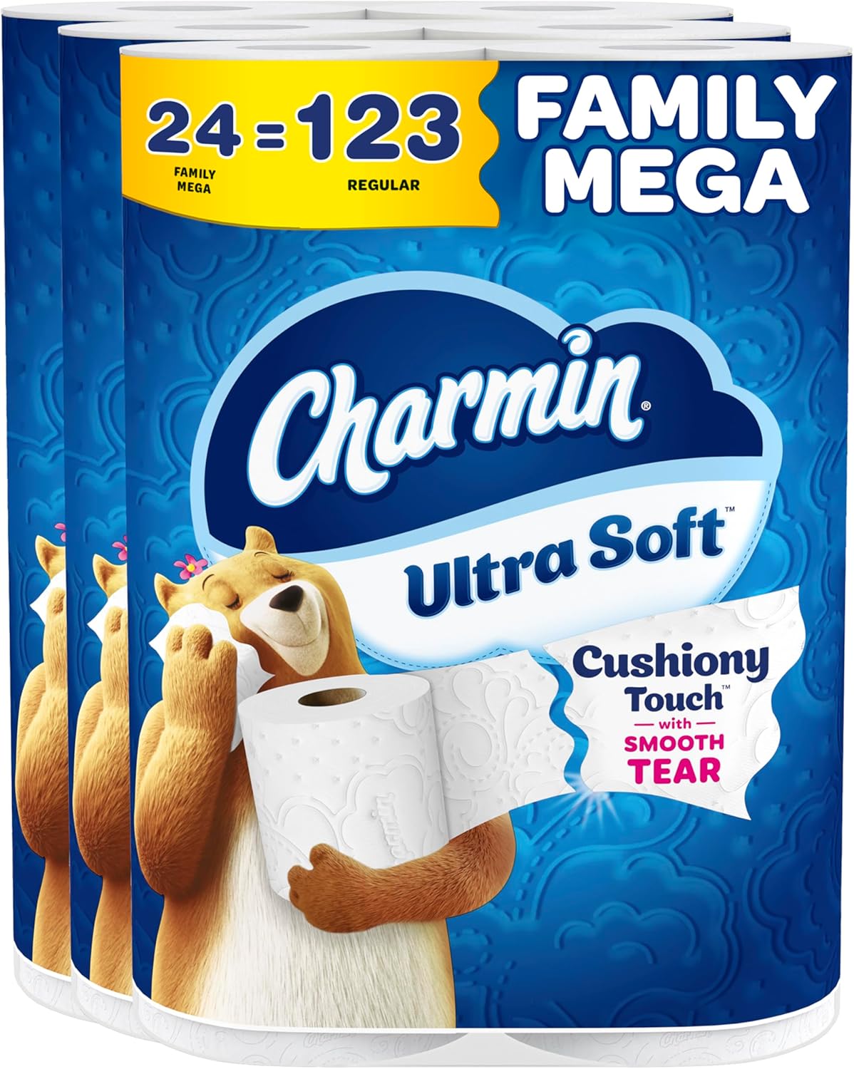 Charmin Ultra Soft Toilet Paper - Cushiony Touch, 24 Mega Rolls | White, Family Size