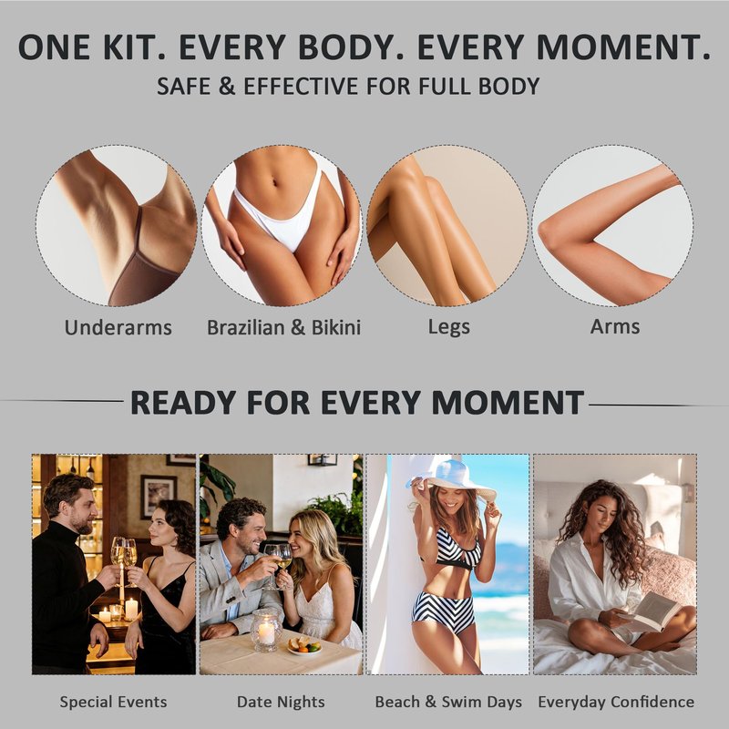 Maxpearl Hair Removal Waxing kit for Men, Nose & Ear Wax Kit with Silicone Pot - Hair Removal for Unwanted Coarse Male Body Hair - Mustache, Eyebrows, Underarms, Back, Chest, Legs and More