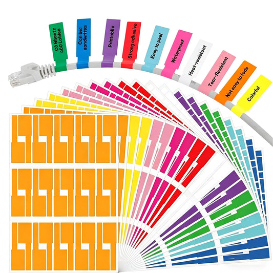 300Pcs Cable Labels, 10 Sheets Cord Label for Electronics, Waterproof Tear-Resistant Cord Tags for Electrical Wires, Network Cables, Office