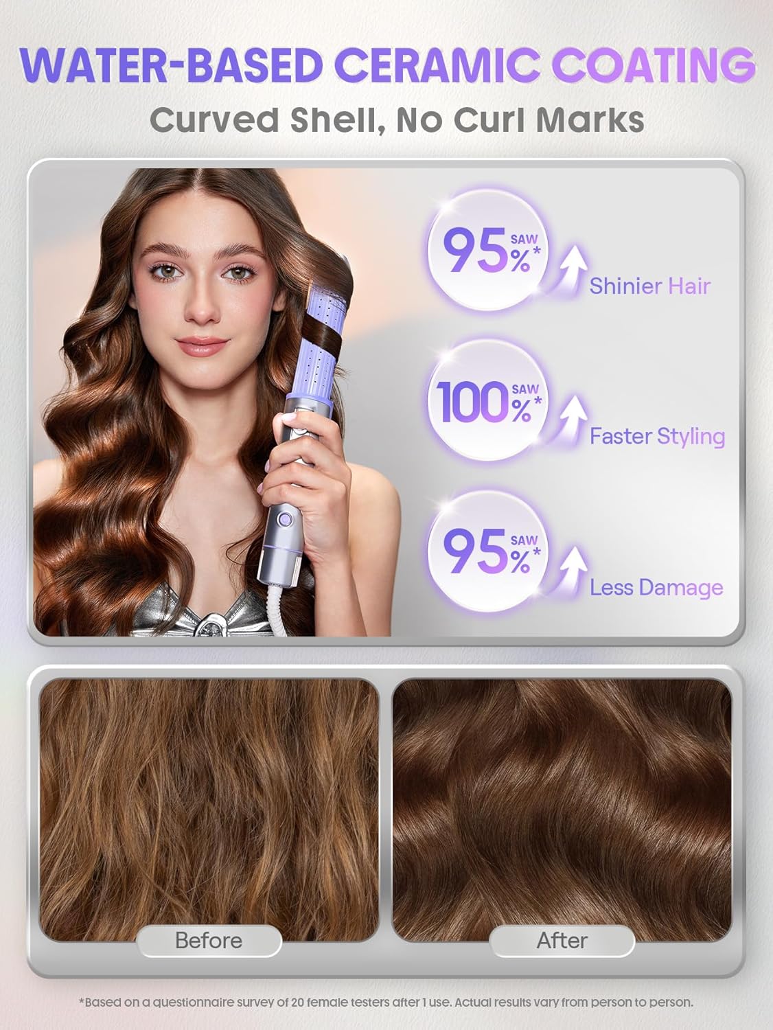 Manual Airflow Styler Curling Iron - 2 in 1 Hair Straightener & Curler with Anti-Scald Technology | 1 Inch, 360° Cool Air Lock