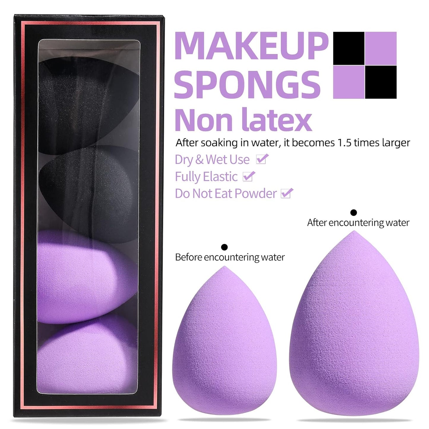 Premium Synthetic Makeup Brush Set - 18 Pcs Foundation, Powder, Concealer & Eyeshadow Brushes + 4 Pcs Makeup Sponges