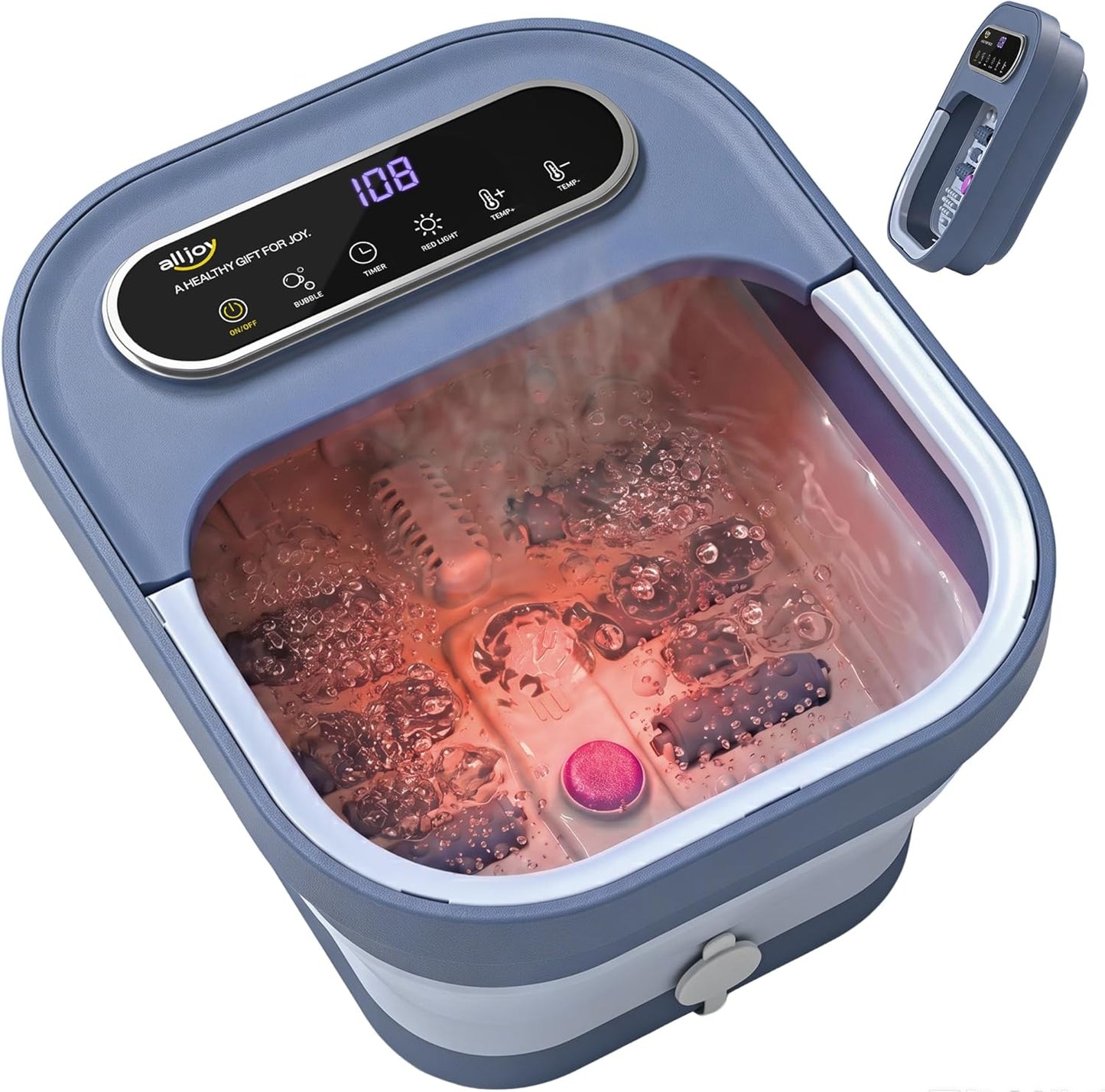 Collapsible Foot Spa with Heat - Pedicure Bath with Bubbles & 6 Rollers | Stress Relief Soaking Tub for Relaxation