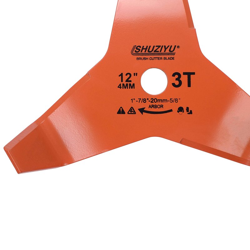 SHUZIYU, 12", Thickness 4MM-3T Bend, Arbor 1" with 7/8"-20-5/8" Washer, Weed Eater Blade, Heavy Duty Brush Cutter Blade, Steel Blade. Suitable for All Brand of Brush Cutter