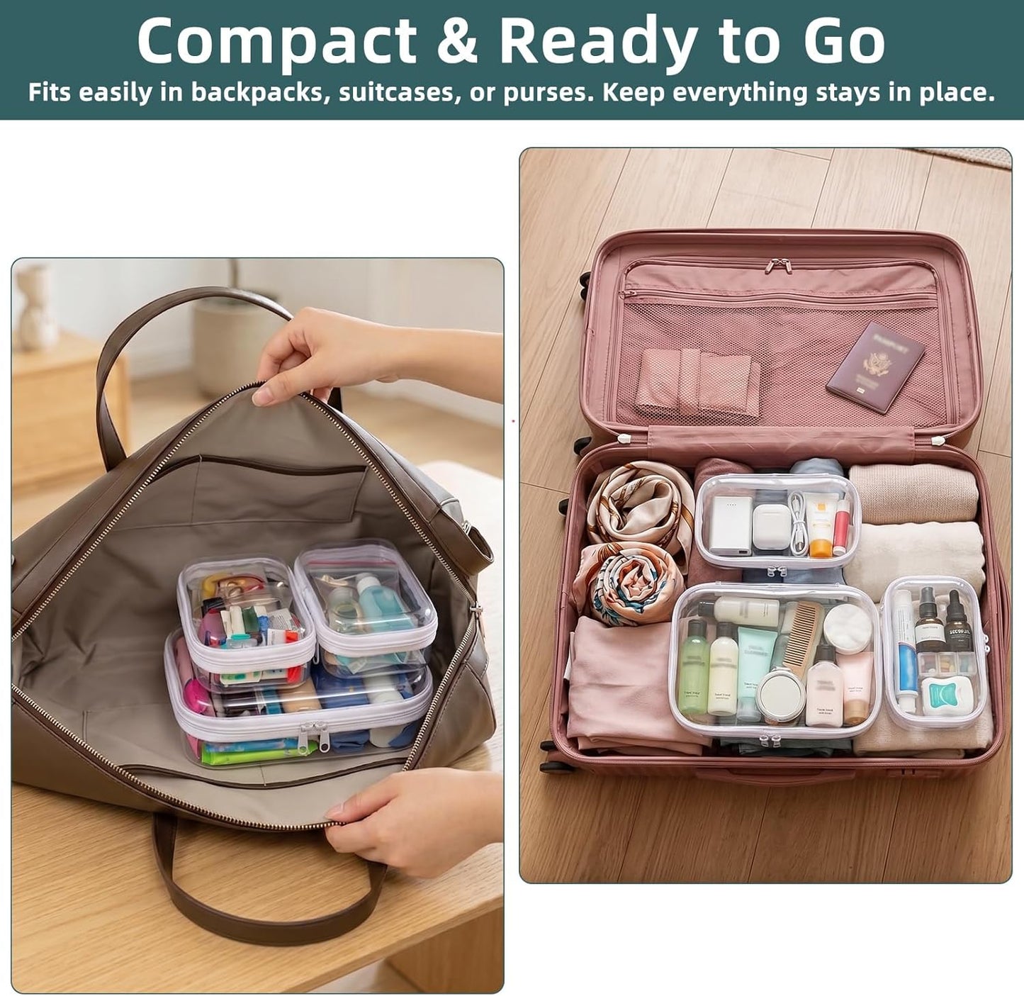 Clear Hard Shell Zipper Cases - Durable Plastic Pencil Storage Pouches | 3-Pack Small & Medium Sizes