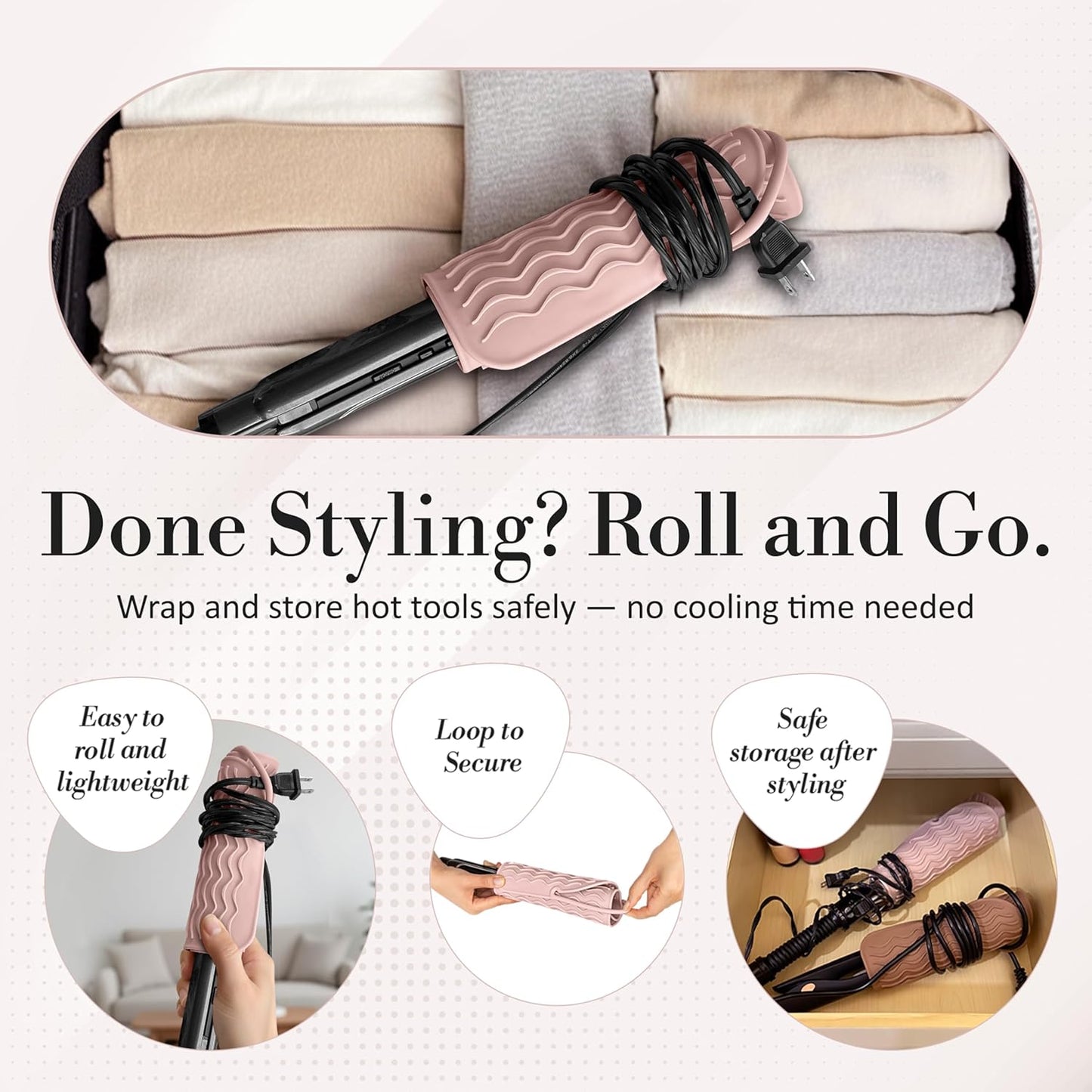 Milaya Beauty Large Heat Resistant Mat - Silicone Curling Iron & Flat Iron Holder | Non-Slip Vanity Accessory for Home & Travel