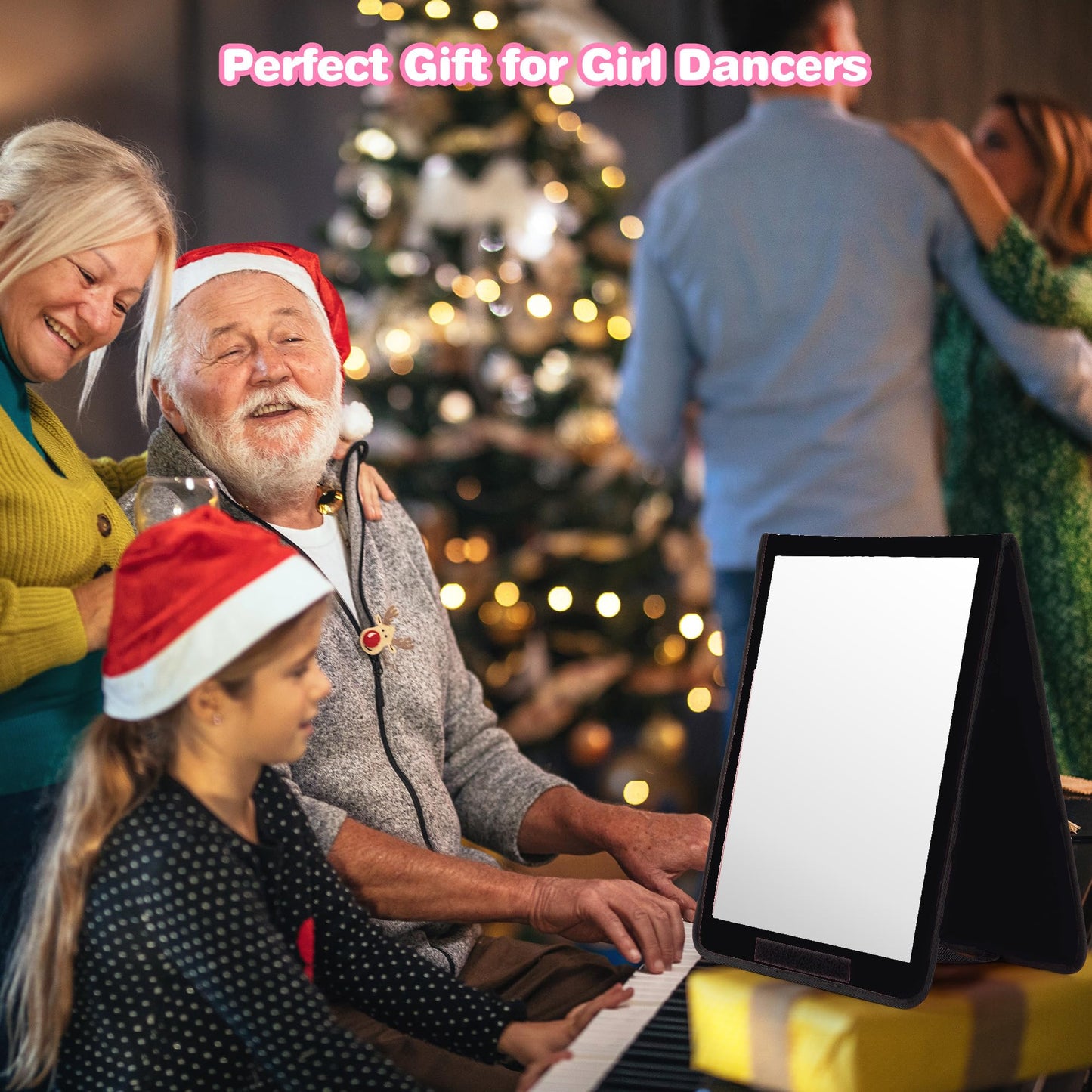 LPHUMEX Foldable Portable Full Length Mirror for Camping, Travel, Dancers, 32x13 Inch, Black, Hanging Folding Mirror for Dance, Full Body Travel Mirror