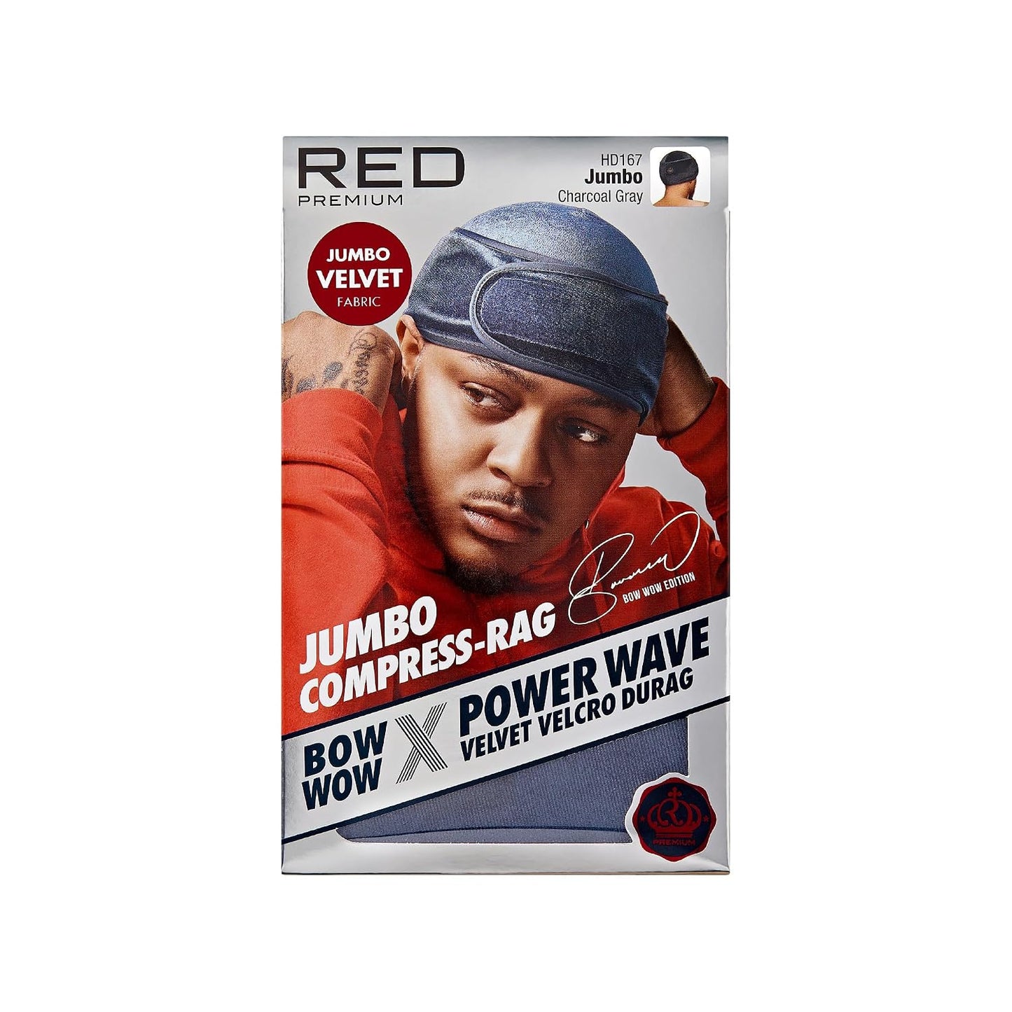 Premium Bow Wow X Power Wave Durag - 360 Wave Compression Cap for Men & Women | Adjustable Hook-and-Loop Strap, Jumbo Spandex - Black
