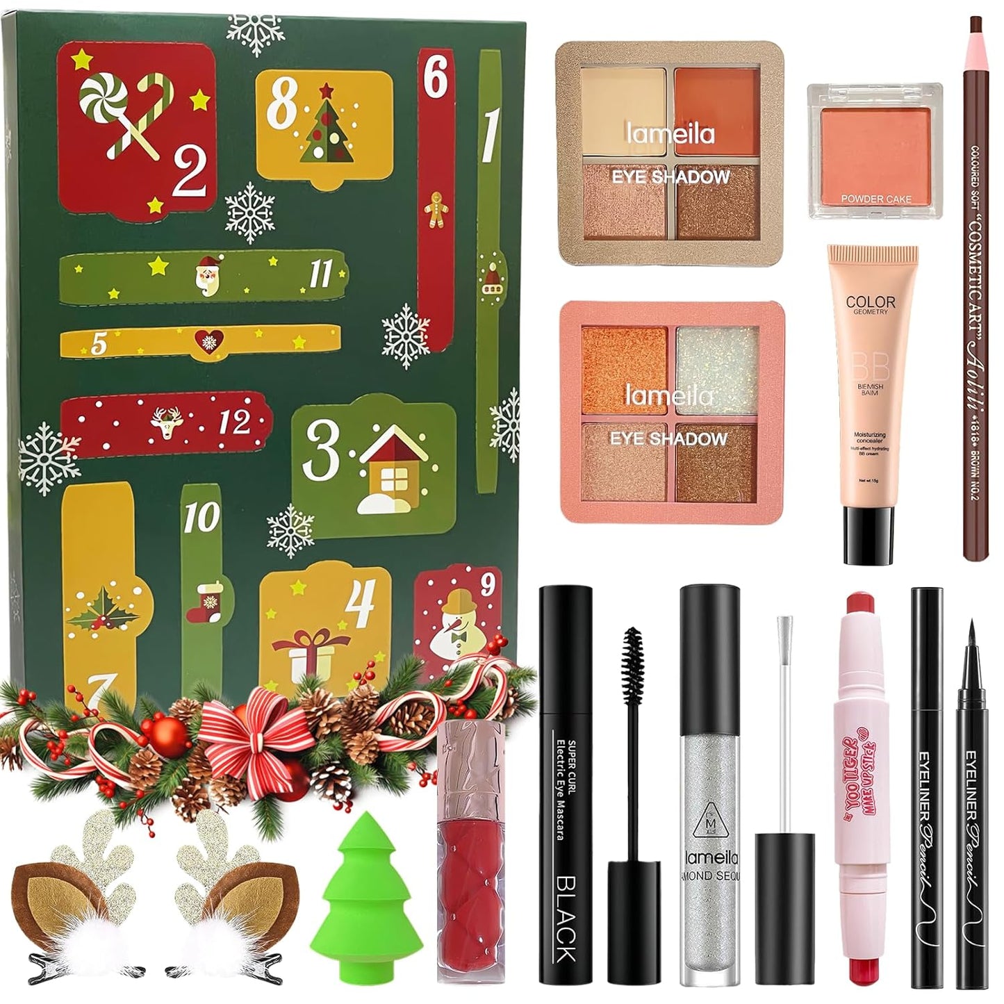 Makeup Advent Calendar 2025 - 12 Days Christmas Countdown Gift Set for Women & Teens | Holiday Makeup Kit