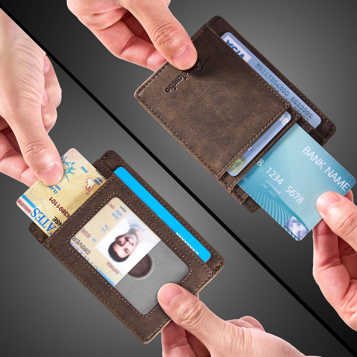 Minimalist Leather RFID Blocking Slim Wallet - Medium Size for Front Pocket Use