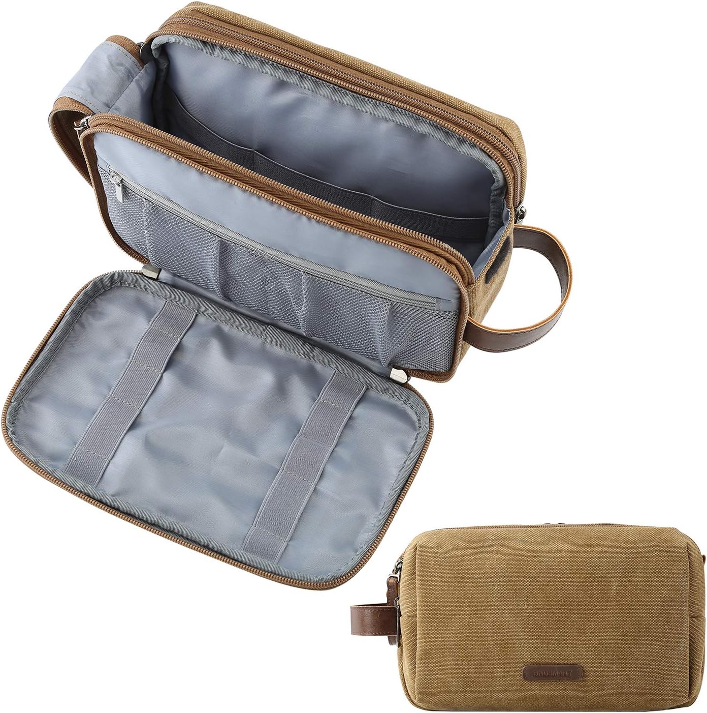 Toiletry Bag for Men - Water-Resistant Canvas Travel Organizer | Medium Grey Dopp Kit