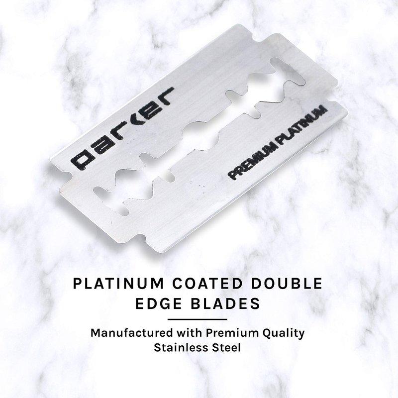 Parker Open Comb Double Edge Safety Razor – Heavyweight Chrome Handle for Closer Shaves – Includes 5 Razor Blades – Ideal for Men with Thick or Coarse Beards (24C-Chrome)