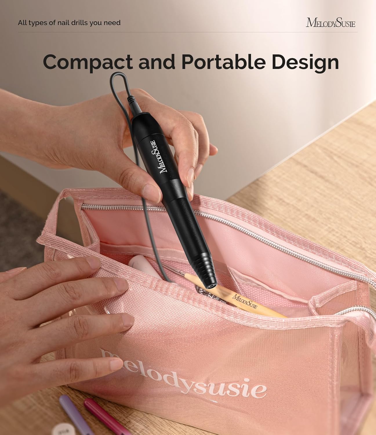 Electric Nail Drill Machine - Portable Efile Set for Acrylic Gel Nails | Manicure & Pedicure Tool in Black