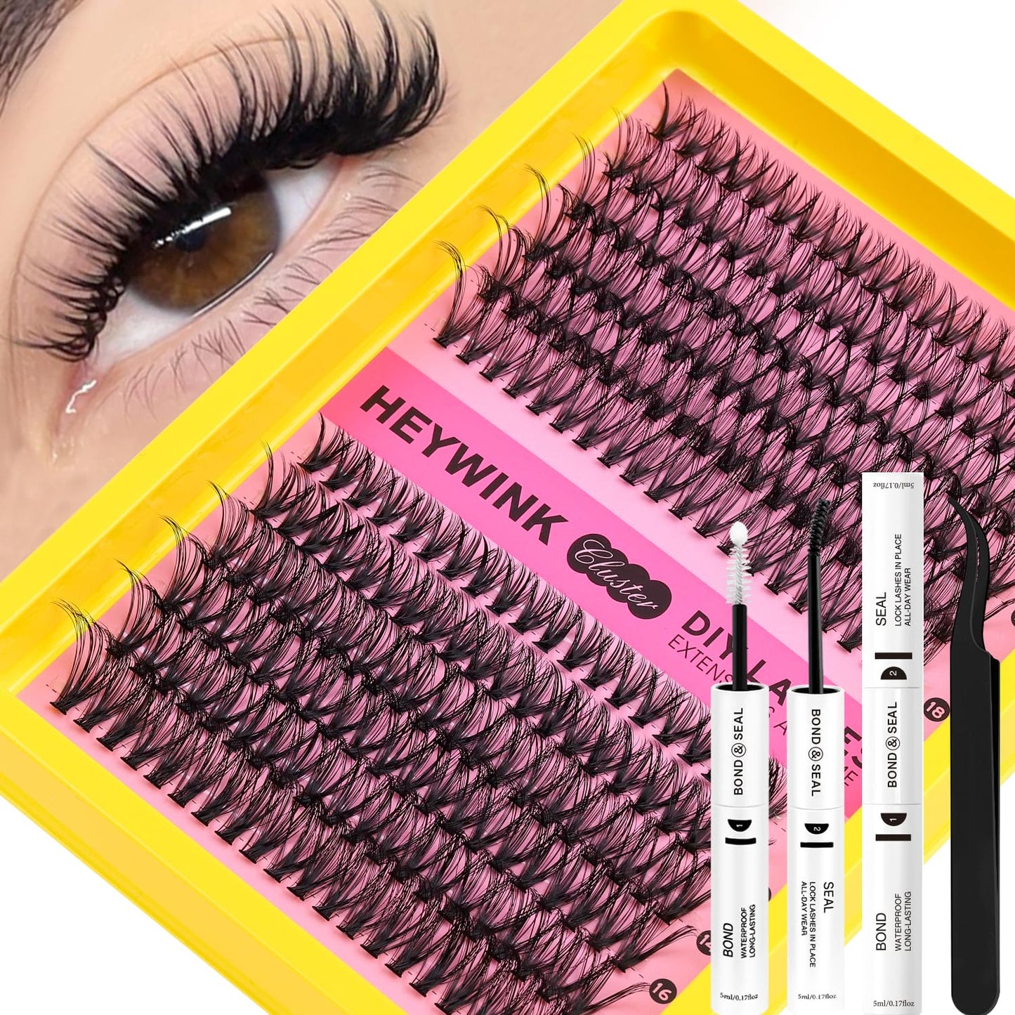 Lash Clusters Kit - 60D, 80D, 100D Thick Individual Eyelash Extensions | DIY Home Use 12-18mm