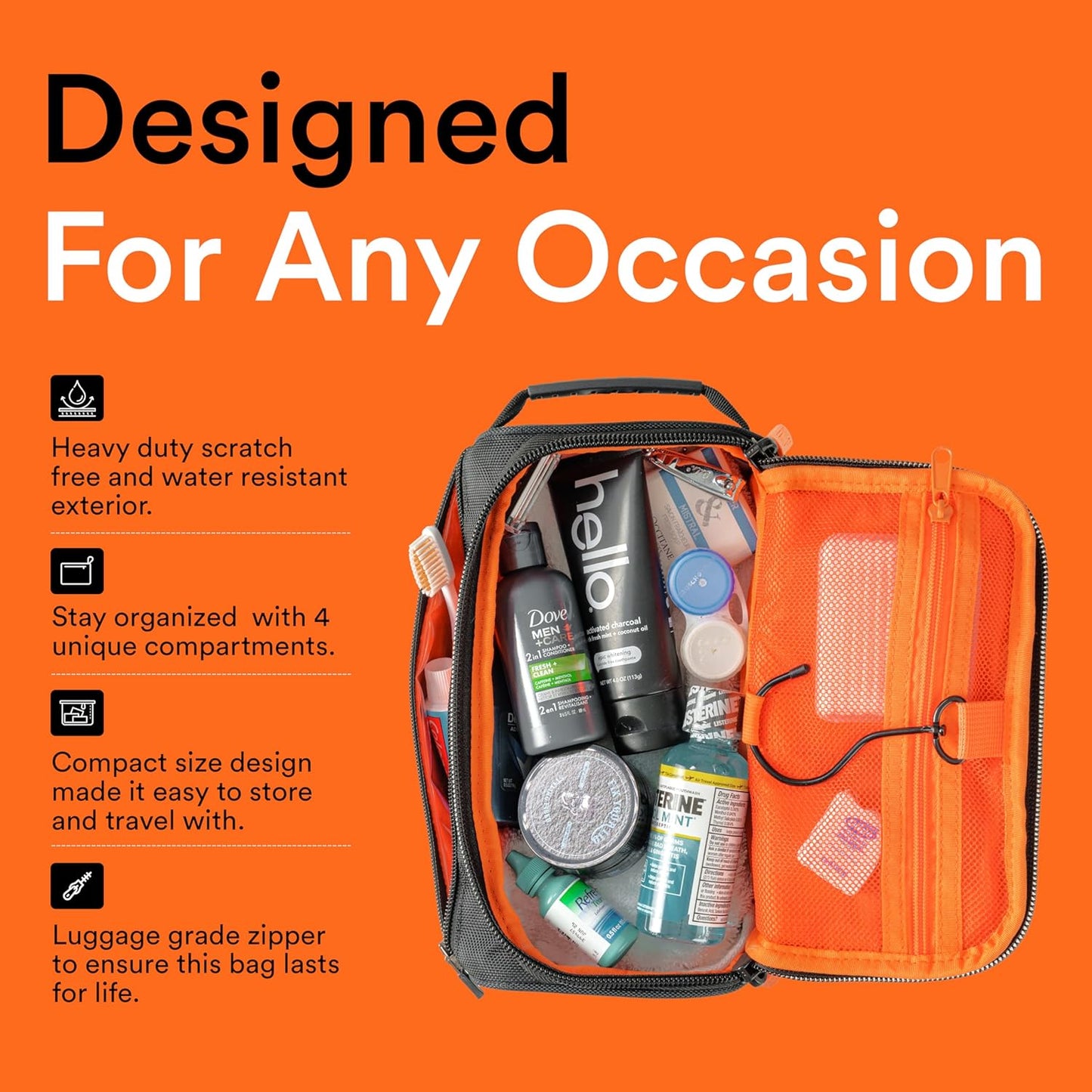 Hanging Toiletry Bag - Tactical Dopp Kit for Men | Travel Organizer for Cosmetics & Grooming Essentials
