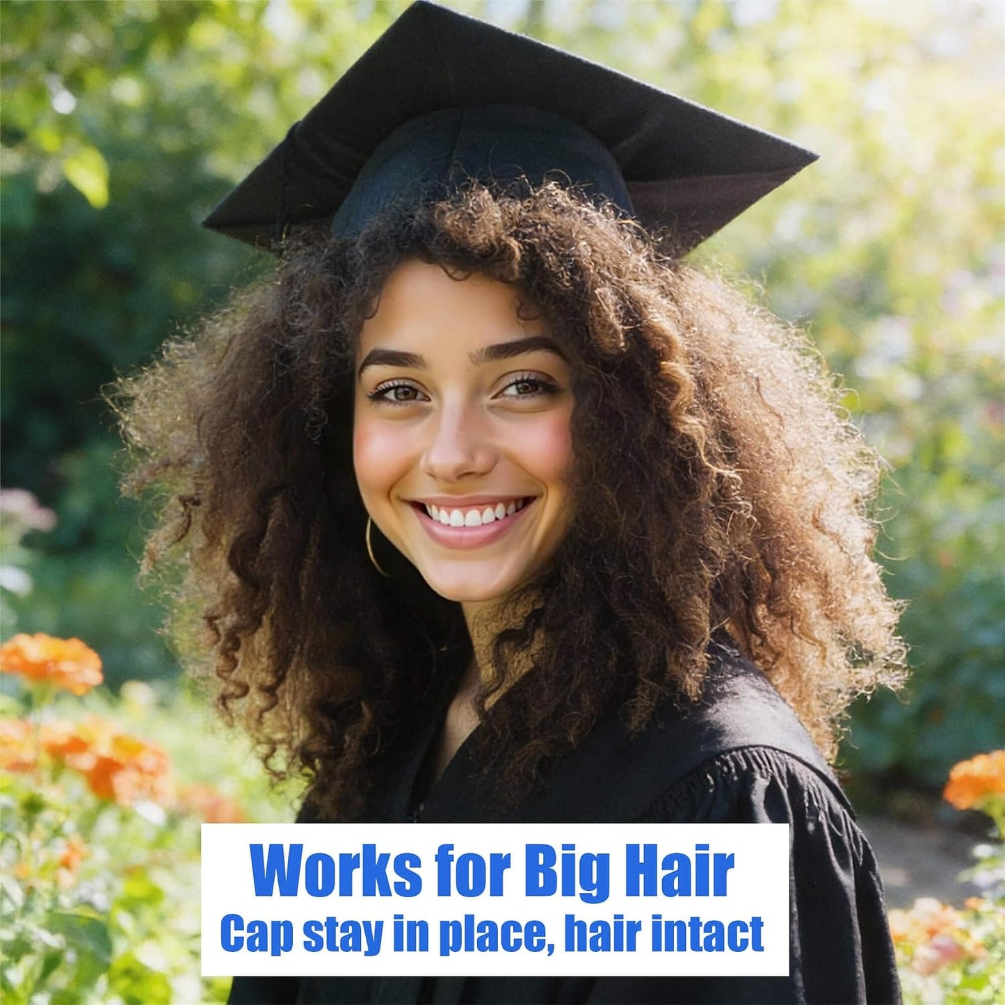 Adjustable Graduation Cap Headband - Invisible Anti-Fall Design | Fits All Head Sizes & Hairstyles - Black