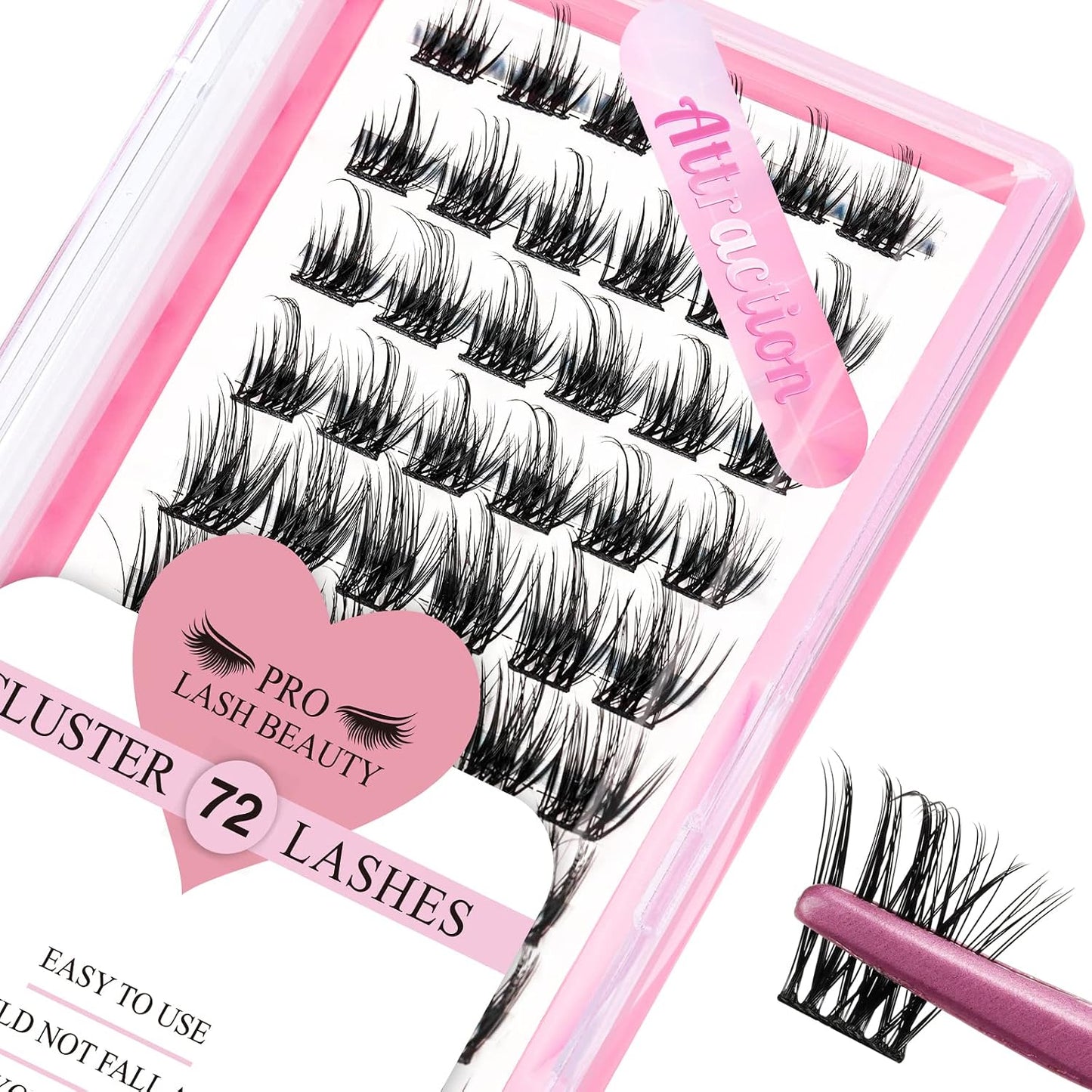 Lash Clusters - 72 Pcs DIY Individual Cluster Lashes | Volume Wispy 8-16mm, Soft & Reusable