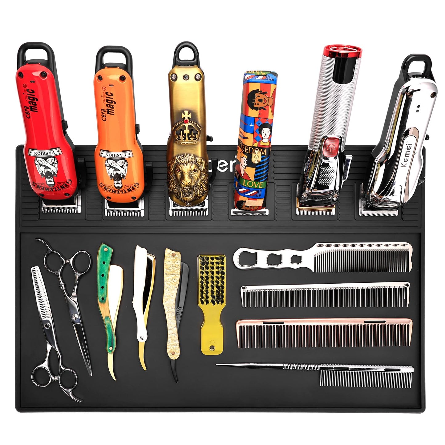 Magnetic Barber Mat with 6 Magnets - 19.3"x12.6" Non-Slip Tool Organizer for Clippers, Station Table Pad | Barber Mats for Grooming, Salon & Home Use