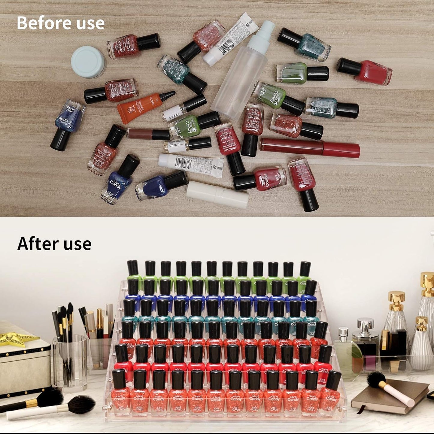 Acrylic Nail Polish Organizer - 6-Tier Display Rack for 48-96 Bottles | Ideal for Tattoo Ink & Essential Oils