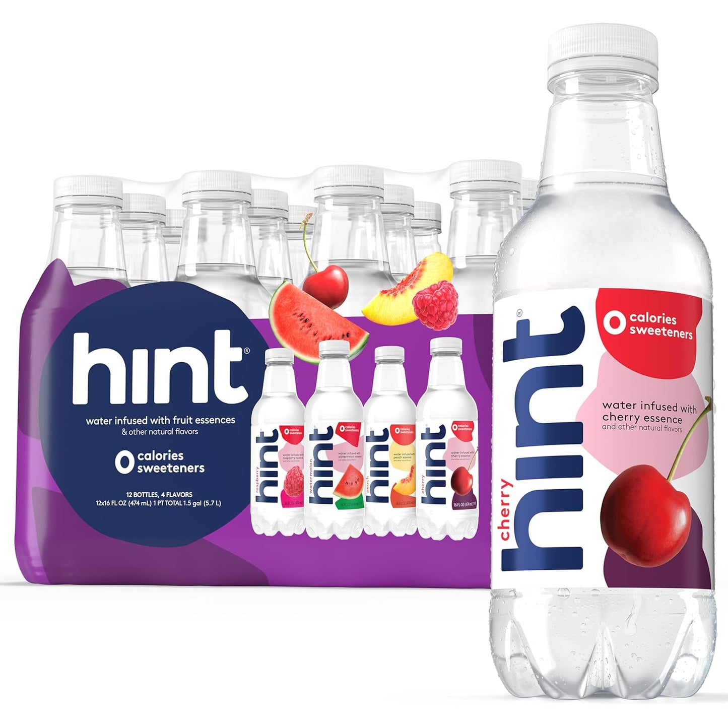 Hint Infused Bottled Water Variety Pack - Sugar-Free, Zero Calorie Natural Flavors | 16 Fl Oz (Pack of 12)