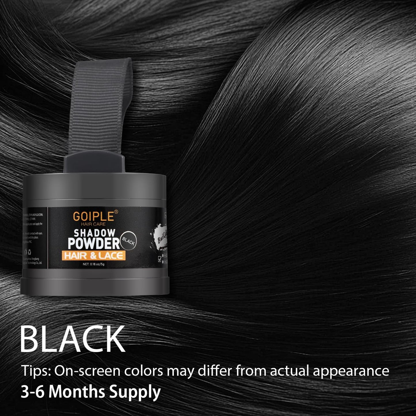 5PCS Root Cover Up Powder, Root Touch Up Hair Color for Gray Coverage, Hairline Powder Instantly Conceals Hair Loss Thinning Hair Bald Spot for Women & Men (Black)
