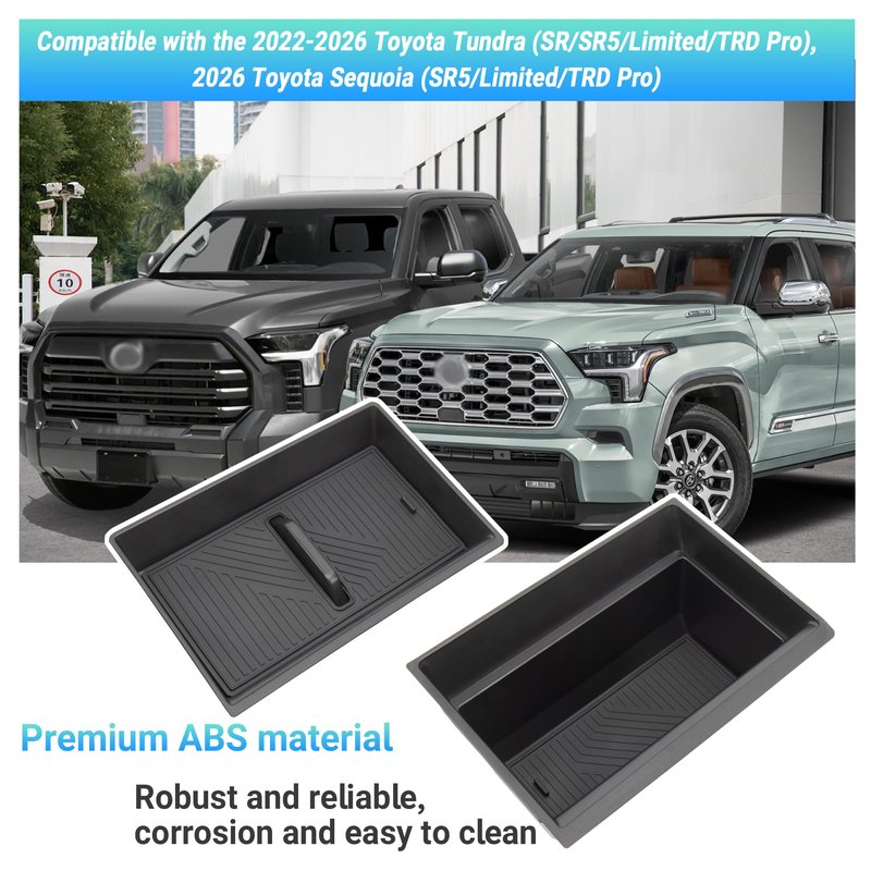 Sinminou Center Console Organizer Compatible with 2022-2026 Toyota Tundra (SR/SR5/Limited/TRD Pro), 2026 Toyota Sequoia (SR5/Limited/TRD Pro) Accessories, Compartment Storage Box Tray