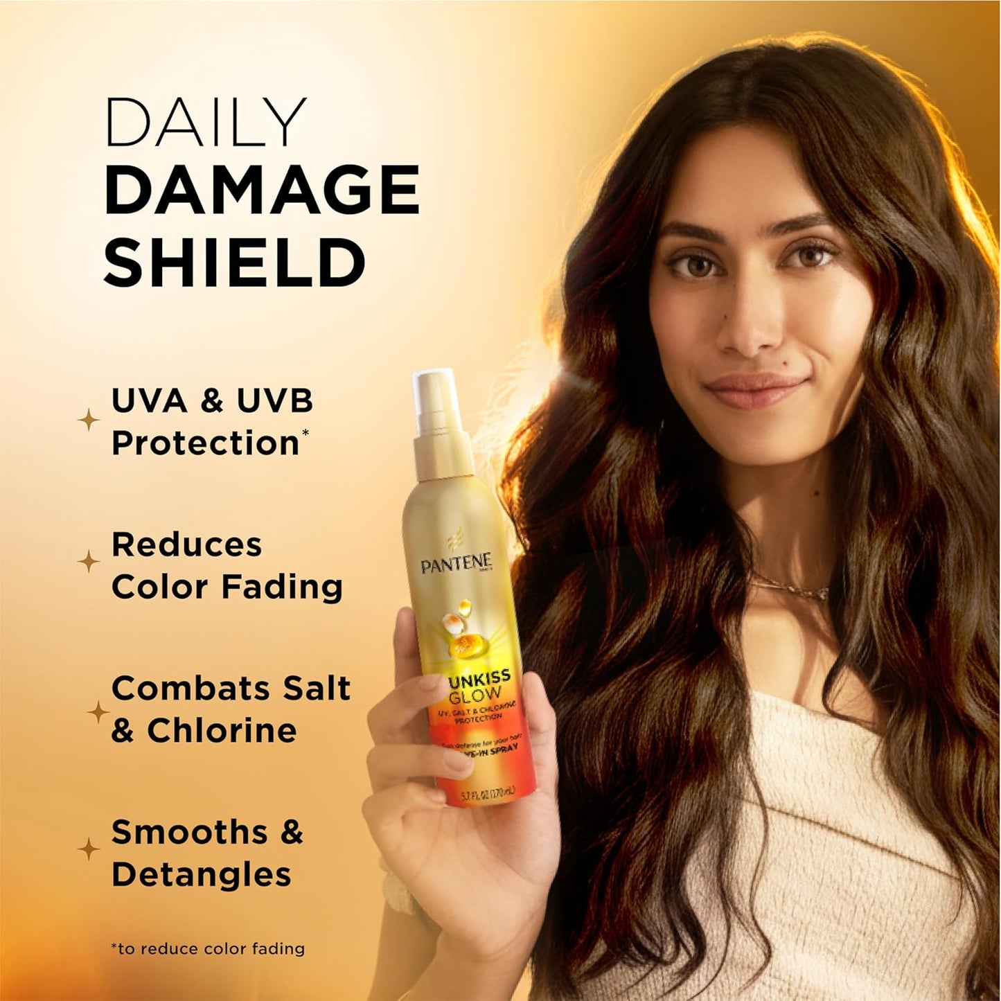 Pantene Sunkiss Glow Multitasking Spray - UV Hair Protection & Damage Repair | 5.7 oz Leave-In Treatment