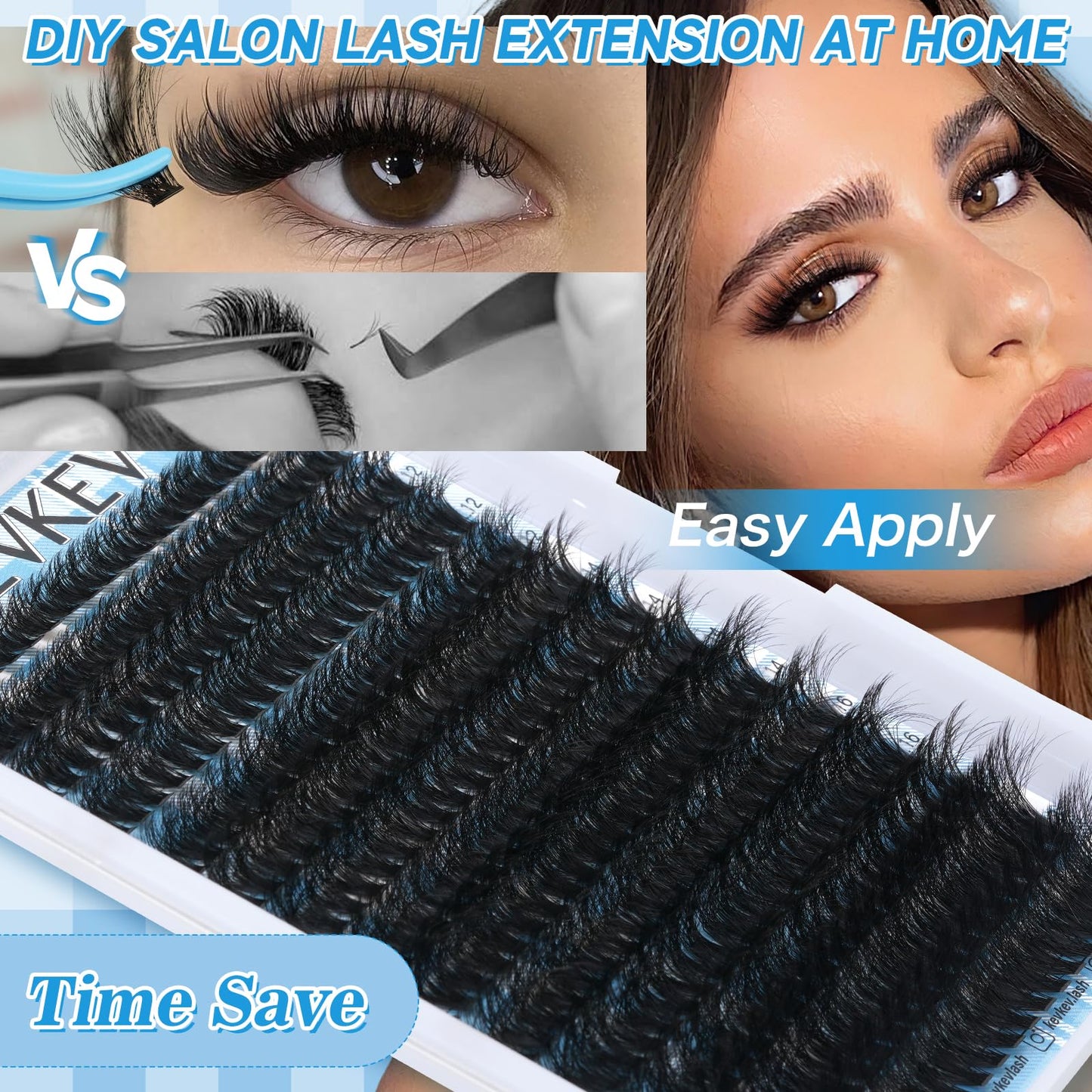 Lash Clusters 3D Volume Eyelash Clusters 10-18mm Thick Individual Lashes 280pcs D Curly Cluster Eyelash Extensions Soft DIY Lash Extension At Home(0.05D,80D)