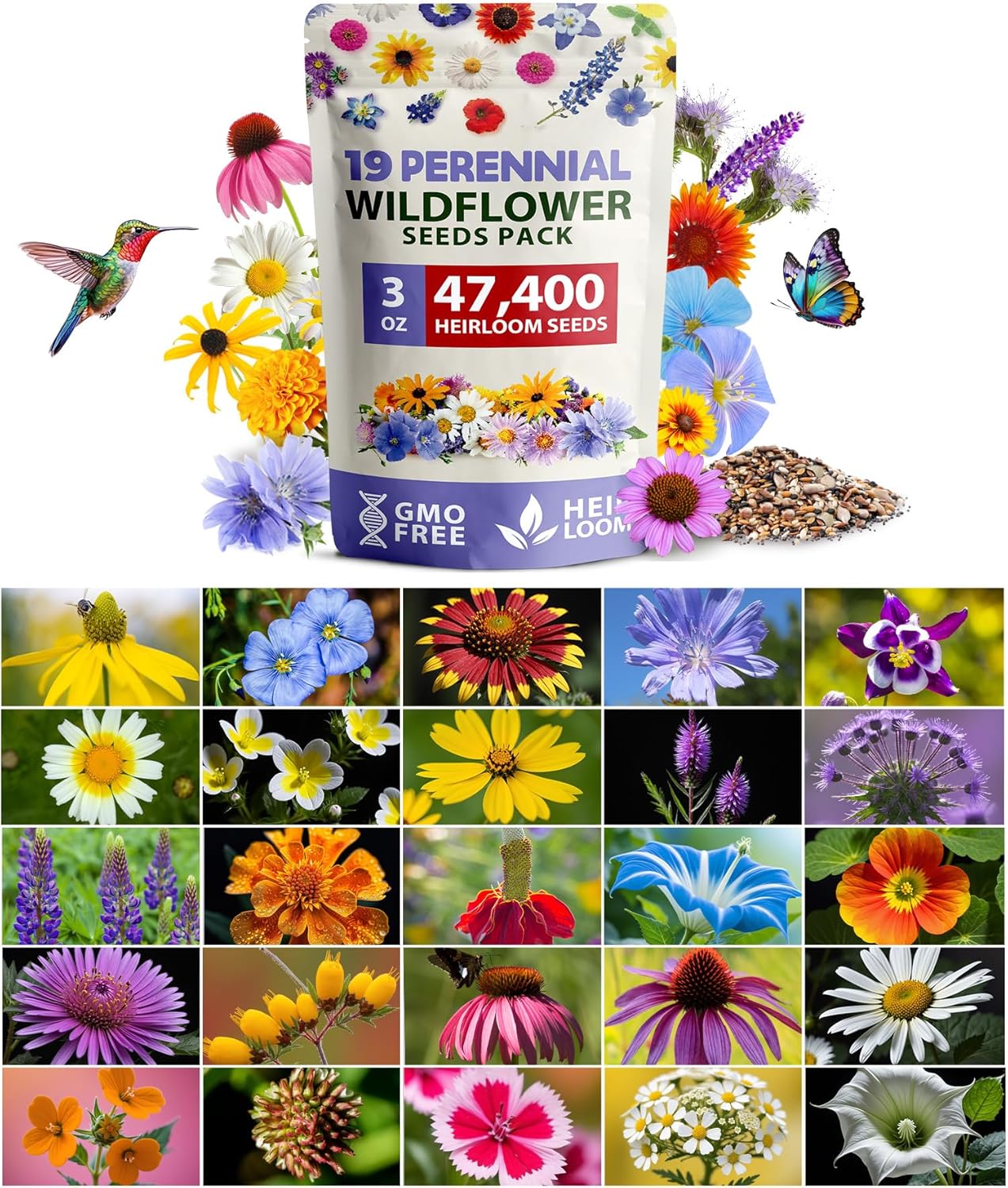 Zinnia Dahlia Seeds Pack - Non-GMO 524 Flower Seeds for Vibrant Pollinator Gardens | Easy-to-Grow Outdoor Blooms