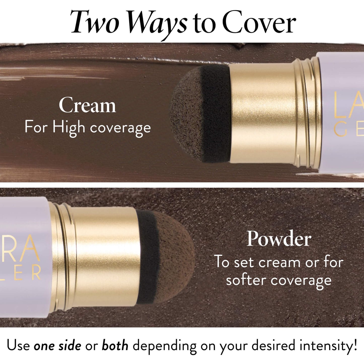 LAURA GELLER NEW YORK Root Touch-Up for Hair & Brows, Instant 100% Gray Root Coverage with Buildable, Transfer-Resistant, 2-in-1 Cream & Powder Formula for Thinning Hair & Sparse Brows - Medium Brown