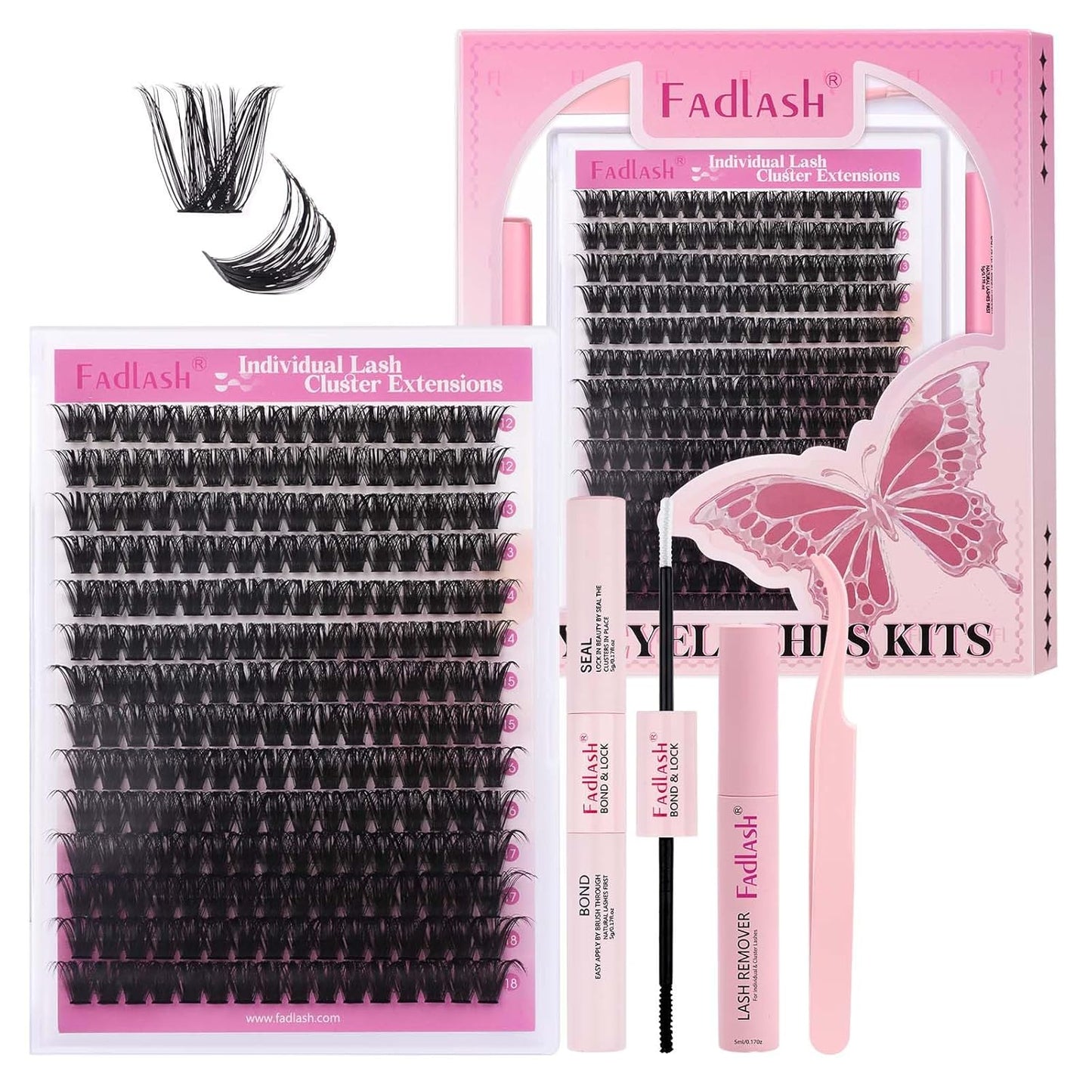 Cluster Lashes - D Curl Wispy Individual Eyelash Extensions for Natural Look | Reusable Fluffy DIY Kit (12-18mm Mix)