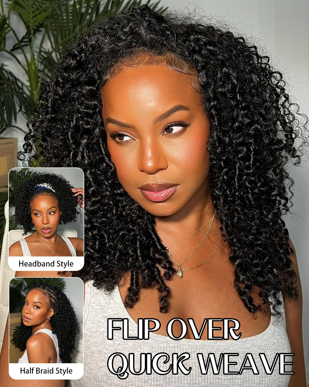 Pobokix Burmese Curly Half Wigs Human Hair Glueless Flip Over Half Wigs Wear Go Drawstring Wigs For Black Women Beginner Friendly No Glue No Sew 180% Density 26inch Natural Black