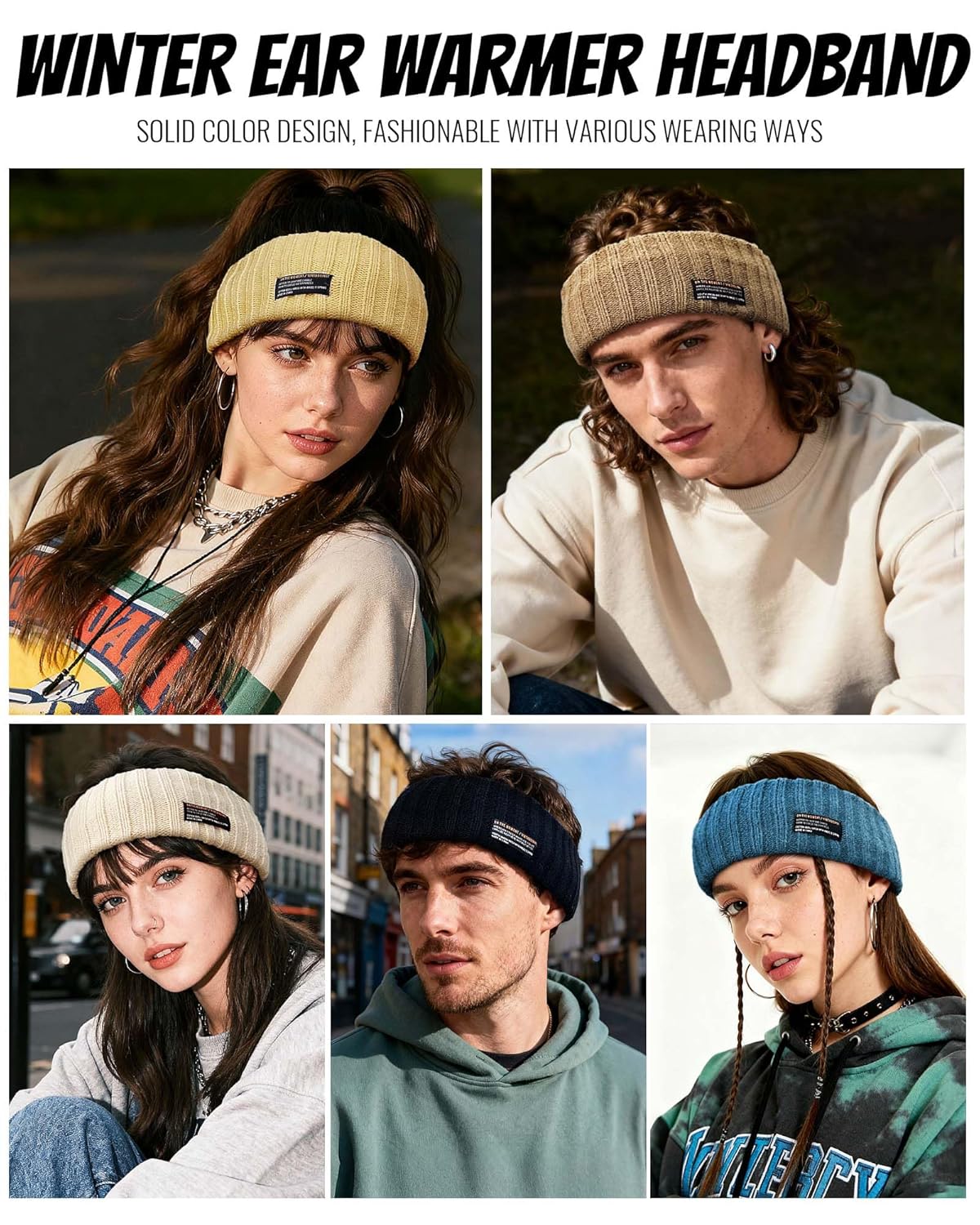 Non-Slip Knit Headbands for Women - Soft Elastic Hair Wraps | Fashionable Ponytail Ear Warmers