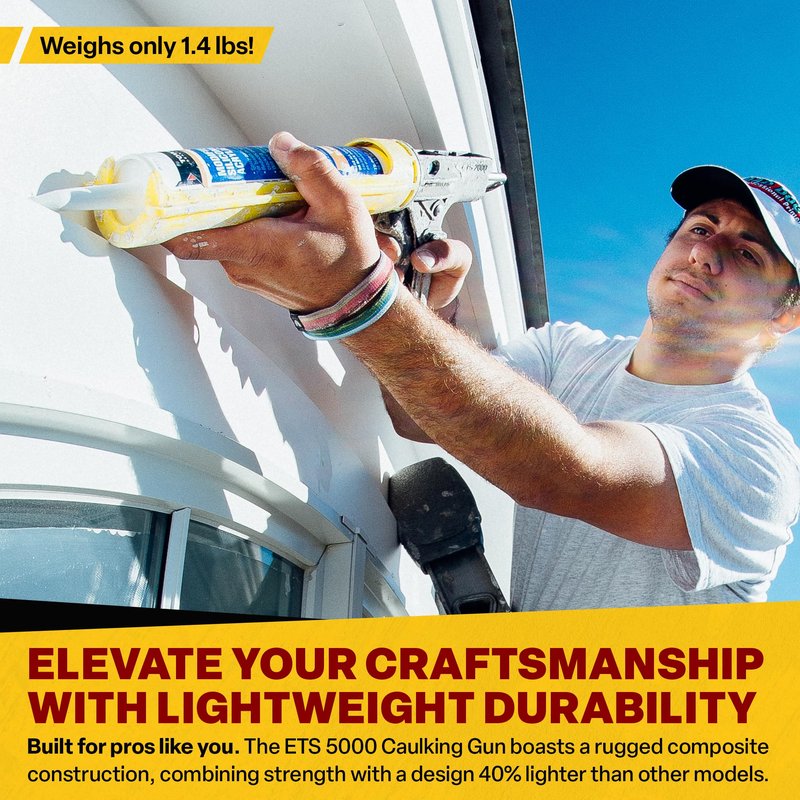 Dripless ETS5000 Industrial Grade Heavy Duty Caulking Gun, 1/4-gal. Cartridge Capacity, 18:1 Thrust Ratio, 29-Ounce