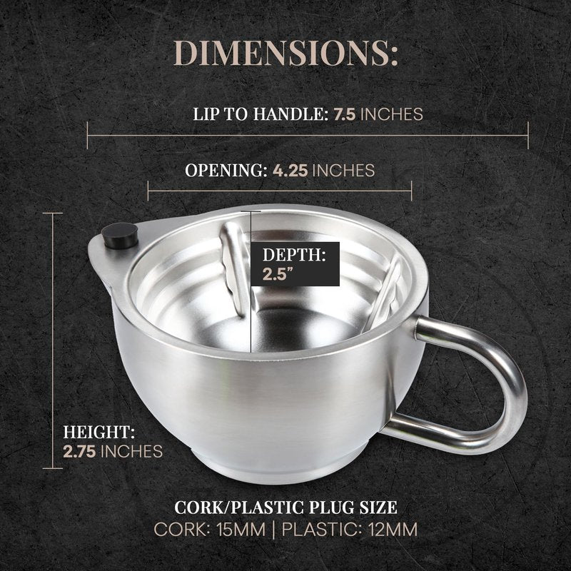 Naked Armor Silver Fox Shaving Scuttle Mug Kit With Shavette - Double Walled Stainless Steel Shaving Bowl with Shavette Straight Razor, Shaving Brush, and Organic Shave Soap - Hot Lather Wet Shave Set
