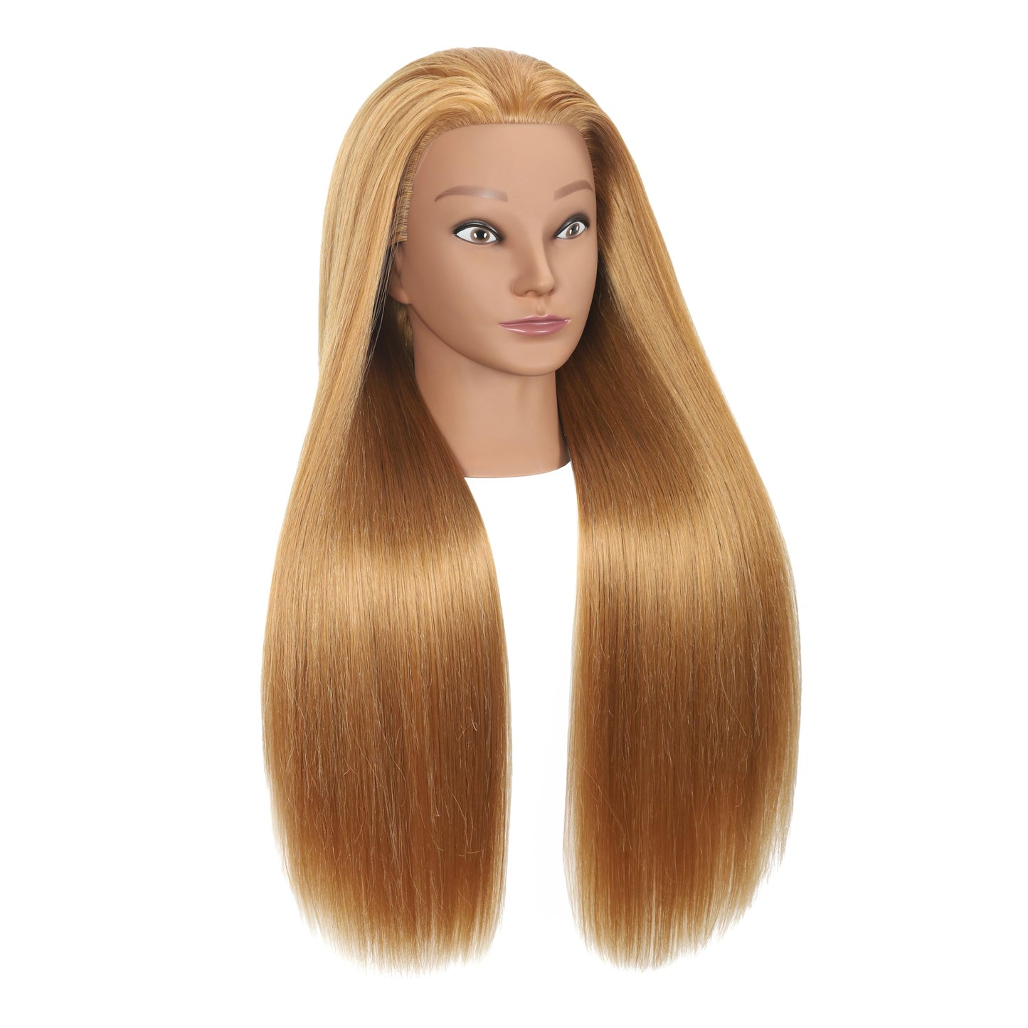 EVATEC 30 inches Long Blonde 80% Real Human Hair Mannequin Head with Stand for Braiding Styling Updos Curling Cutting Practice Cosmetology Training Display with Stand