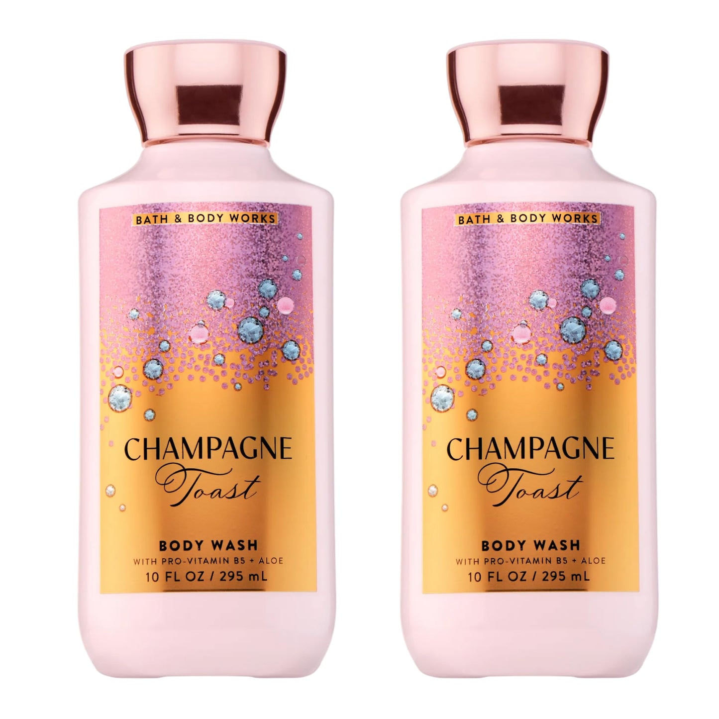 Bath & Body Works Champagne Toast Body Wash, Nourishing Cleanser with Pro-Vitamin B5 & Aloe, Bubbly Champagne & Sparkling Berry Scent, Gentle for Daily Use, 10 fl oz - 2 Pack