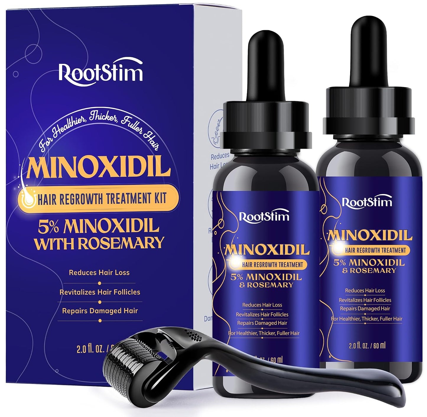 Minoxidil Hair Growth Kit for Women - Extra Strength 5% with Rosemary & Biotin | 2 Fl Oz for Thinning Hair Regrowth