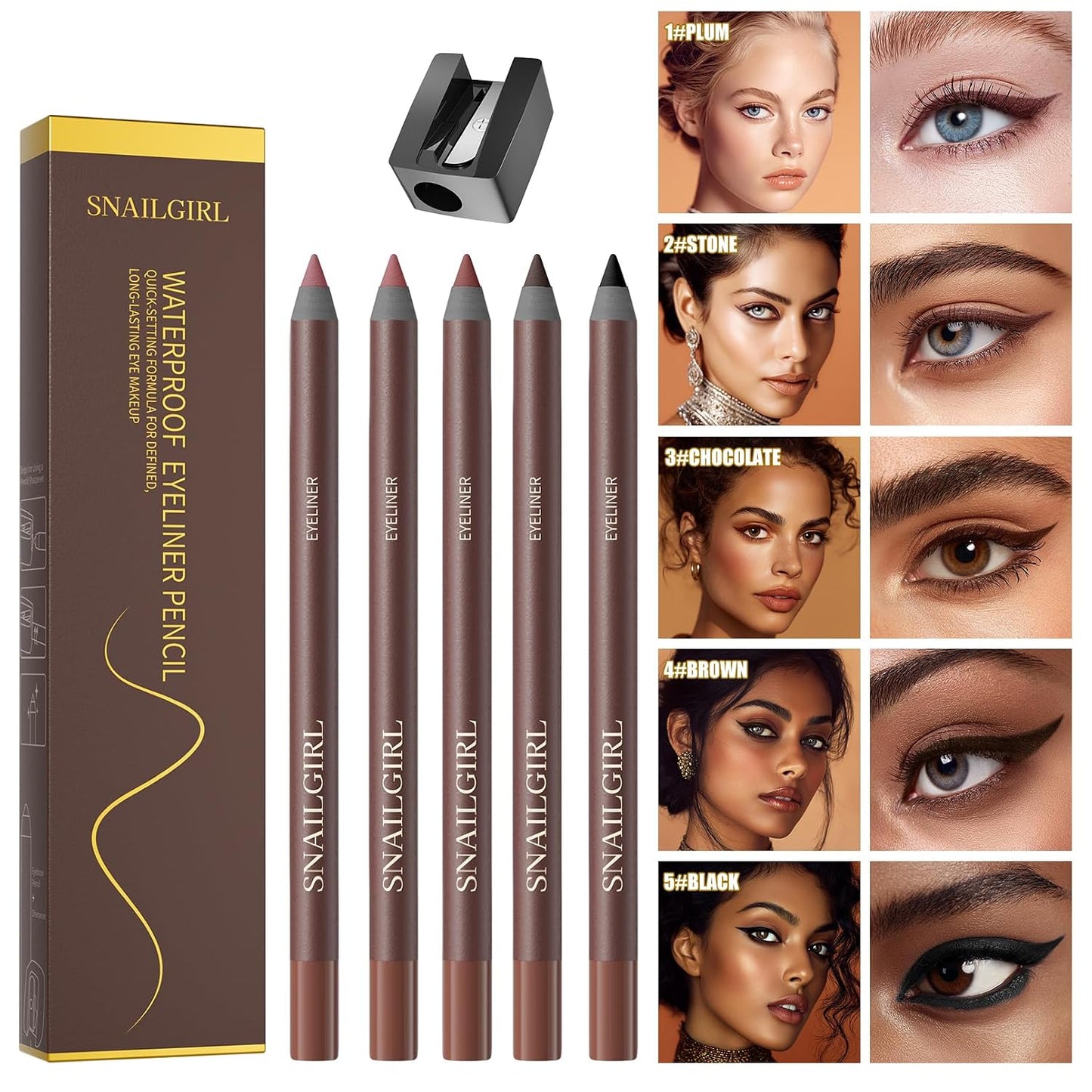 Chocolate Eyeliner Pencil - 24HR Waterproof, Smudge-Proof & Creamy Glide | Vegan, Sensitive Eye Safe