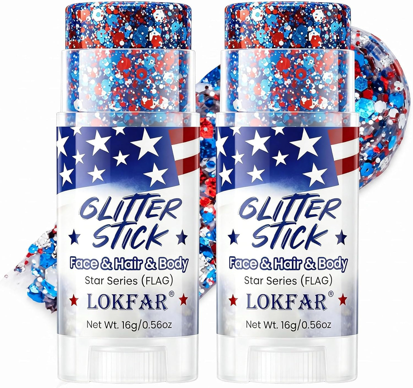 Patriotic Hair Glitter - 4th of July Body & Face Glitter | Red, Blue & White Sparkle for Women