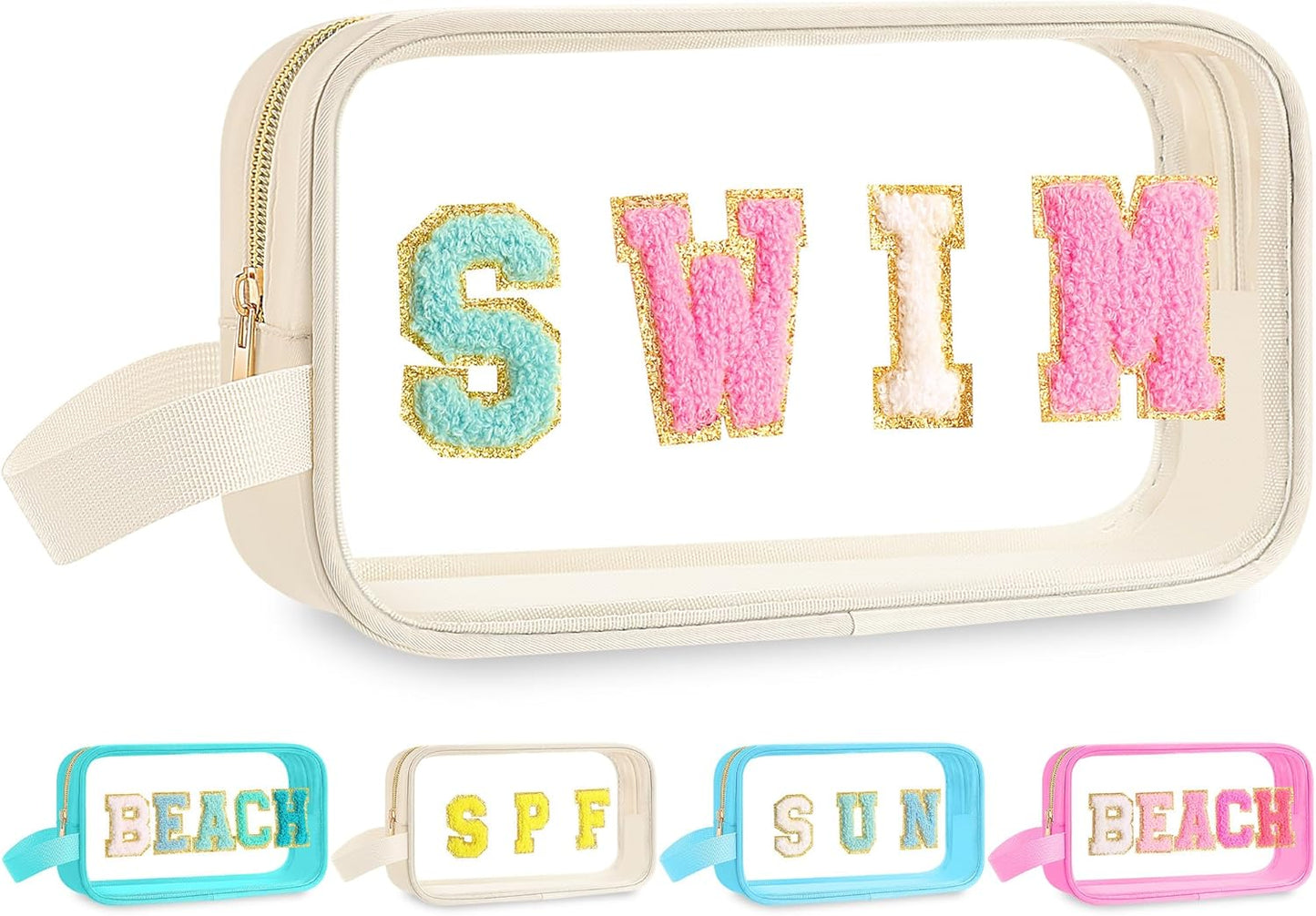 Teacher Survival Kit Bag - Waterproof Clear Makeup Pouch with Chenille Letters | Perfect Gift for Women