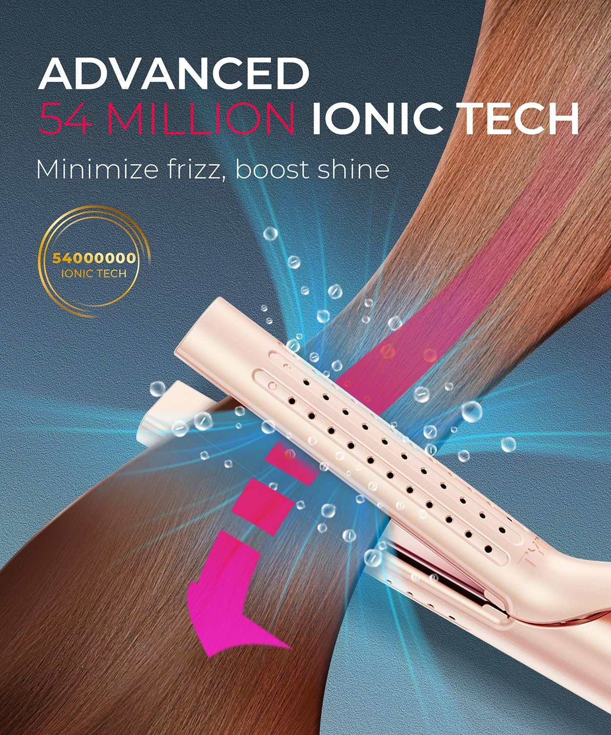 Tymo Airflow 2.0 Curling Iron - 2-in-1 Hair Straightener & Curler, 1.25 Inch, Dual Voltage, Gold Blush