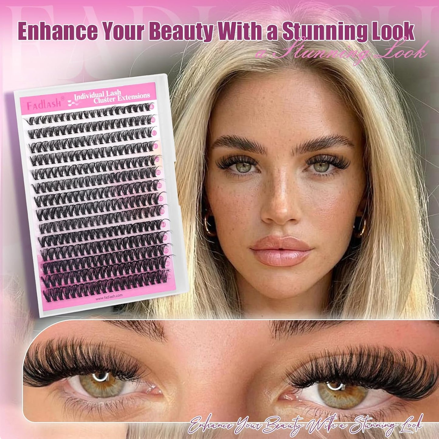 DIY Lash Clusters - D Curl Individual Eyelash Extensions 280PCS | Soft Band Wispy Volume, 8-16mm