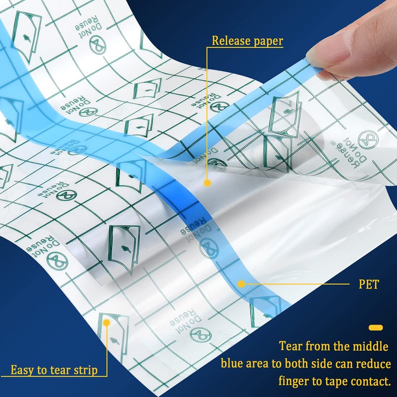 Nuanchu 9 Rolls Tattoo Aftercare Bandage Waterproof Transparent Stretch Adhesive Bandages Tape Clear Tattoo Film Wrap for Swimming, 3 Sizes(2 Inch, 4 Inch, 6 Inch Wide)